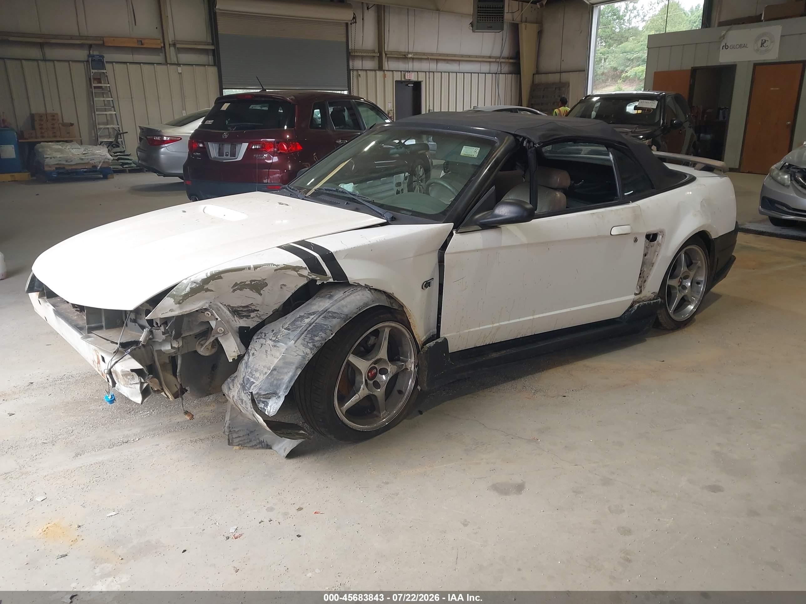 2001 Ford Mustang Gt White vin: 1FAFP45X01F134854