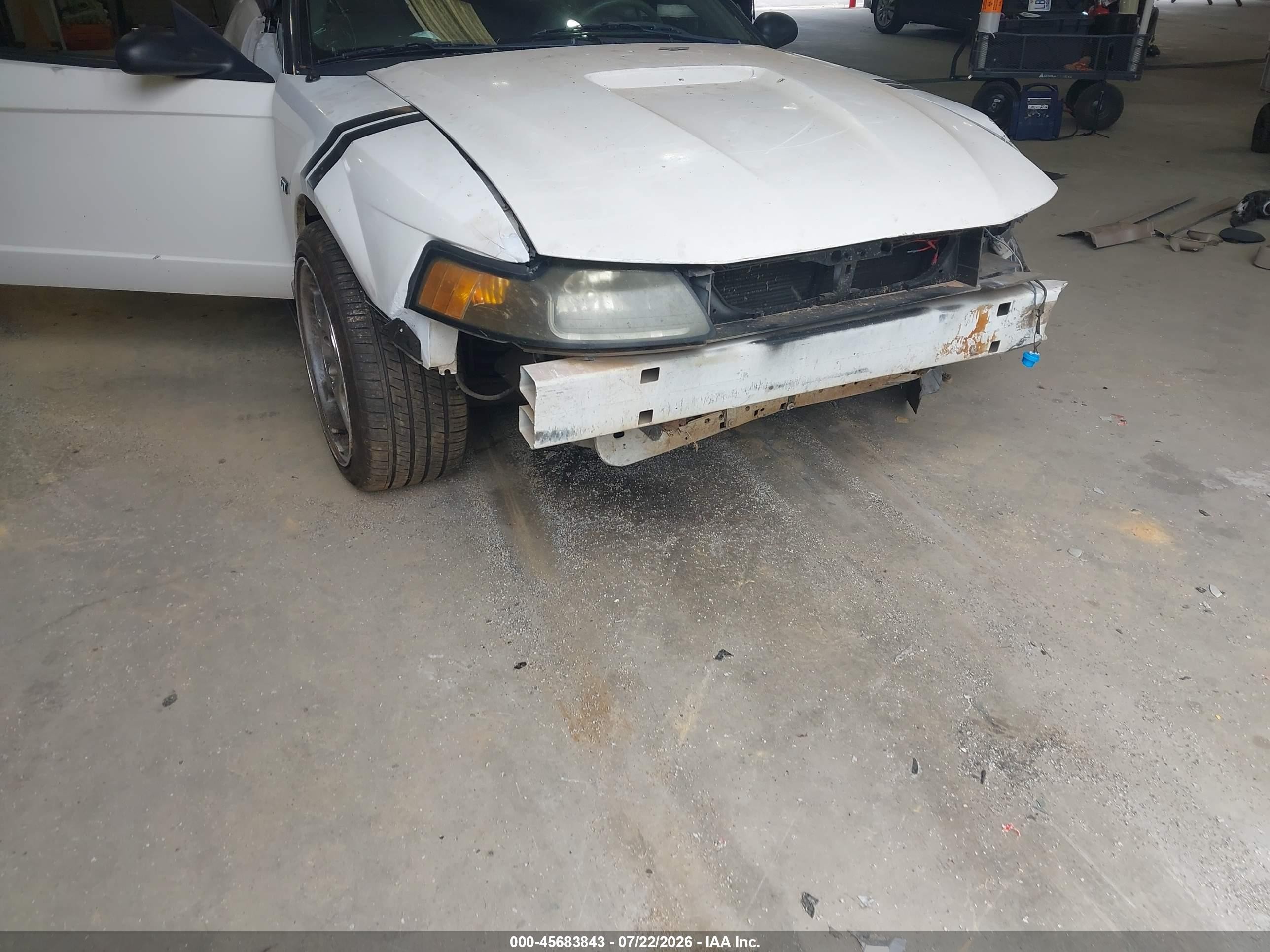 2001 Ford Mustang Gt White vin: 1FAFP45X01F134854