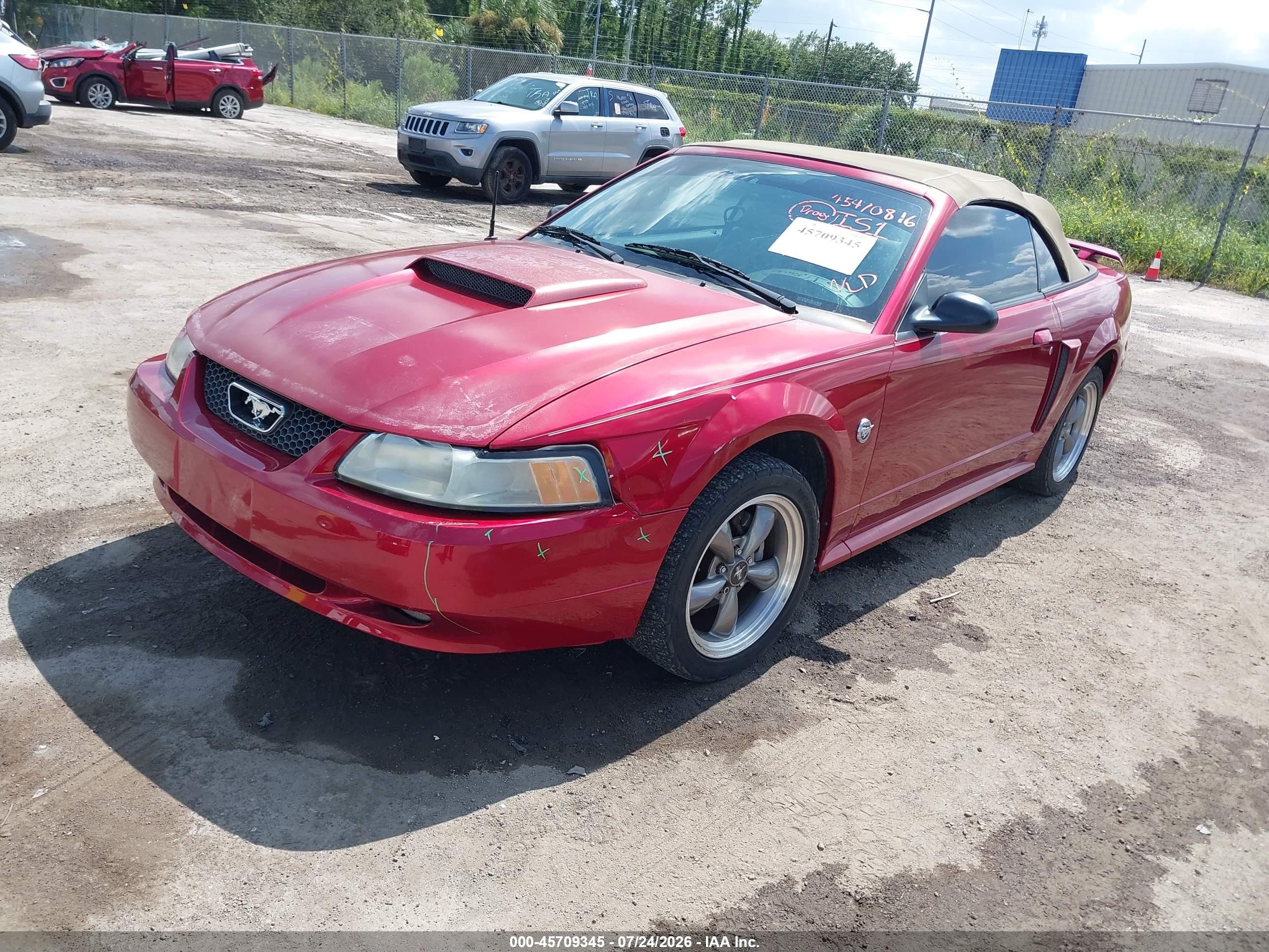 2004 Ford Mustang Gt Red vin: 1FAFP45X04F189406