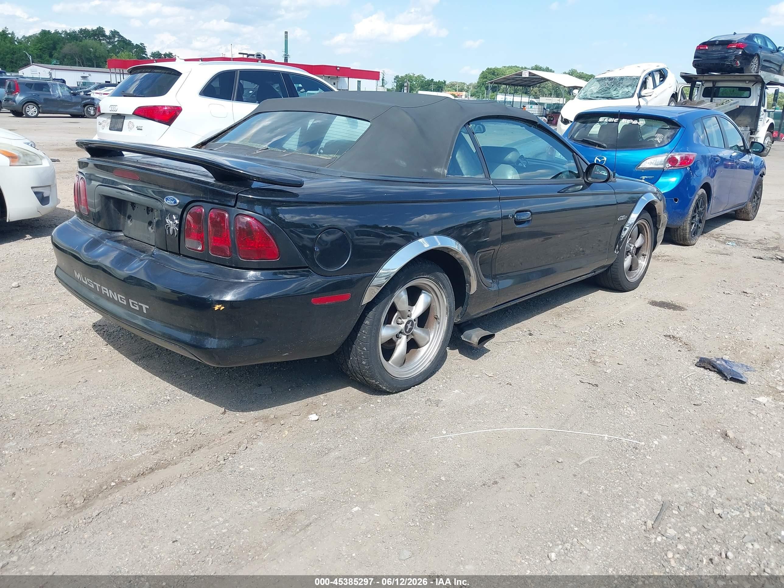 1998 Ford Mustang Gt Black vin: 1FAFP45X0WF123506