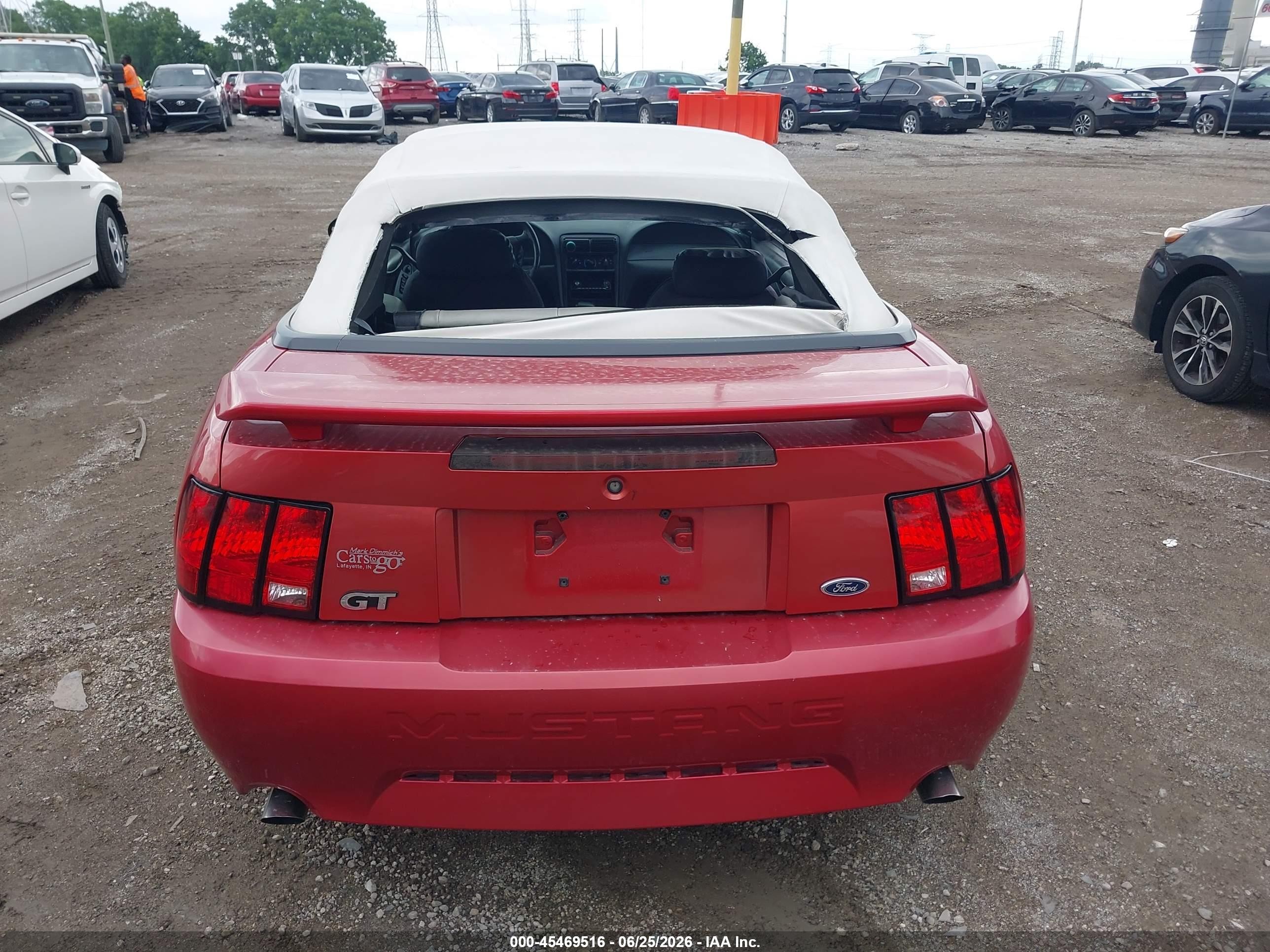 2001 Ford Mustang Gt Red vin: 1FAFP45X11F195212