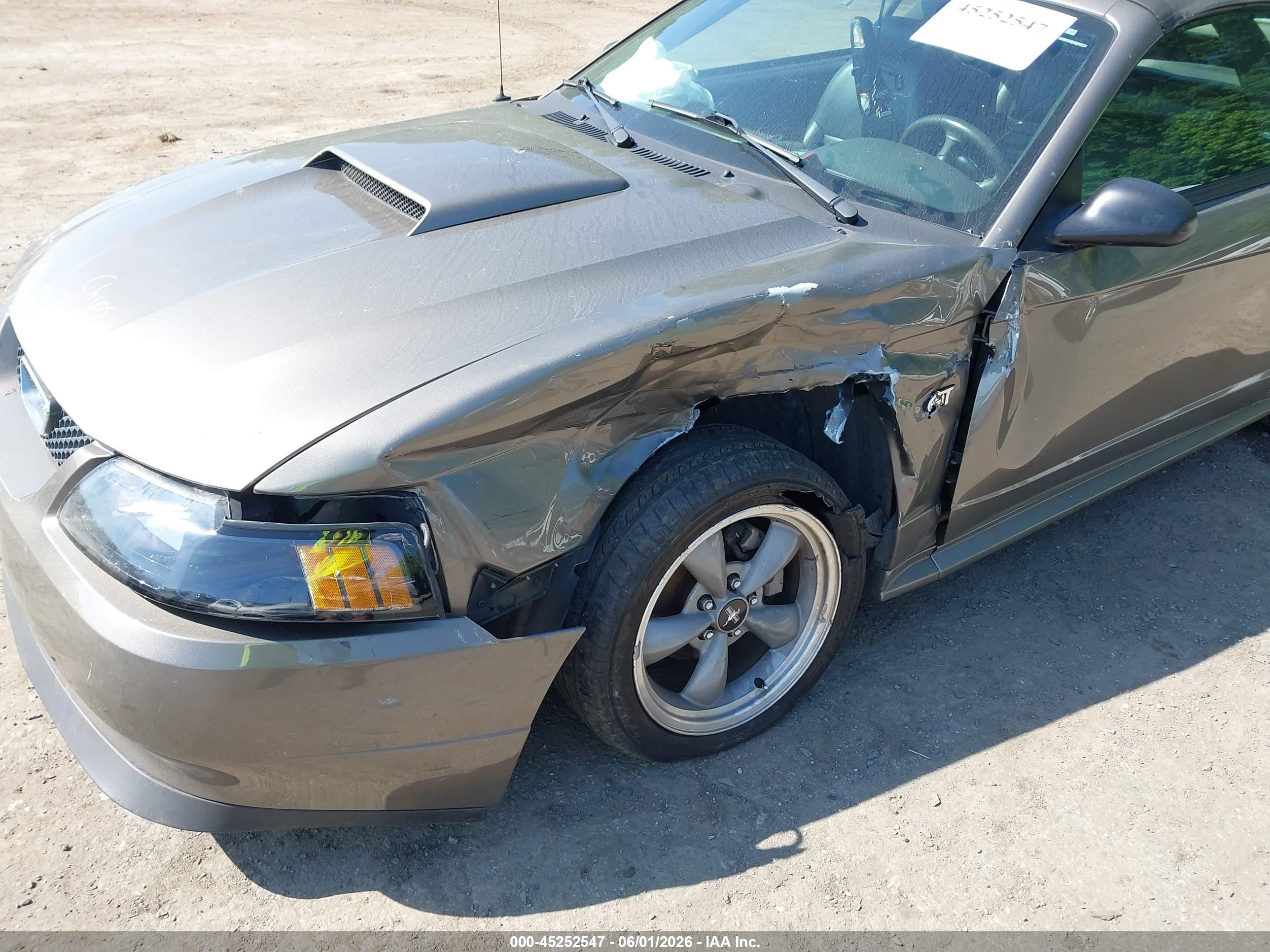 2002 Ford Mustang Gt Gray vin: 1FAFP45X12F182929