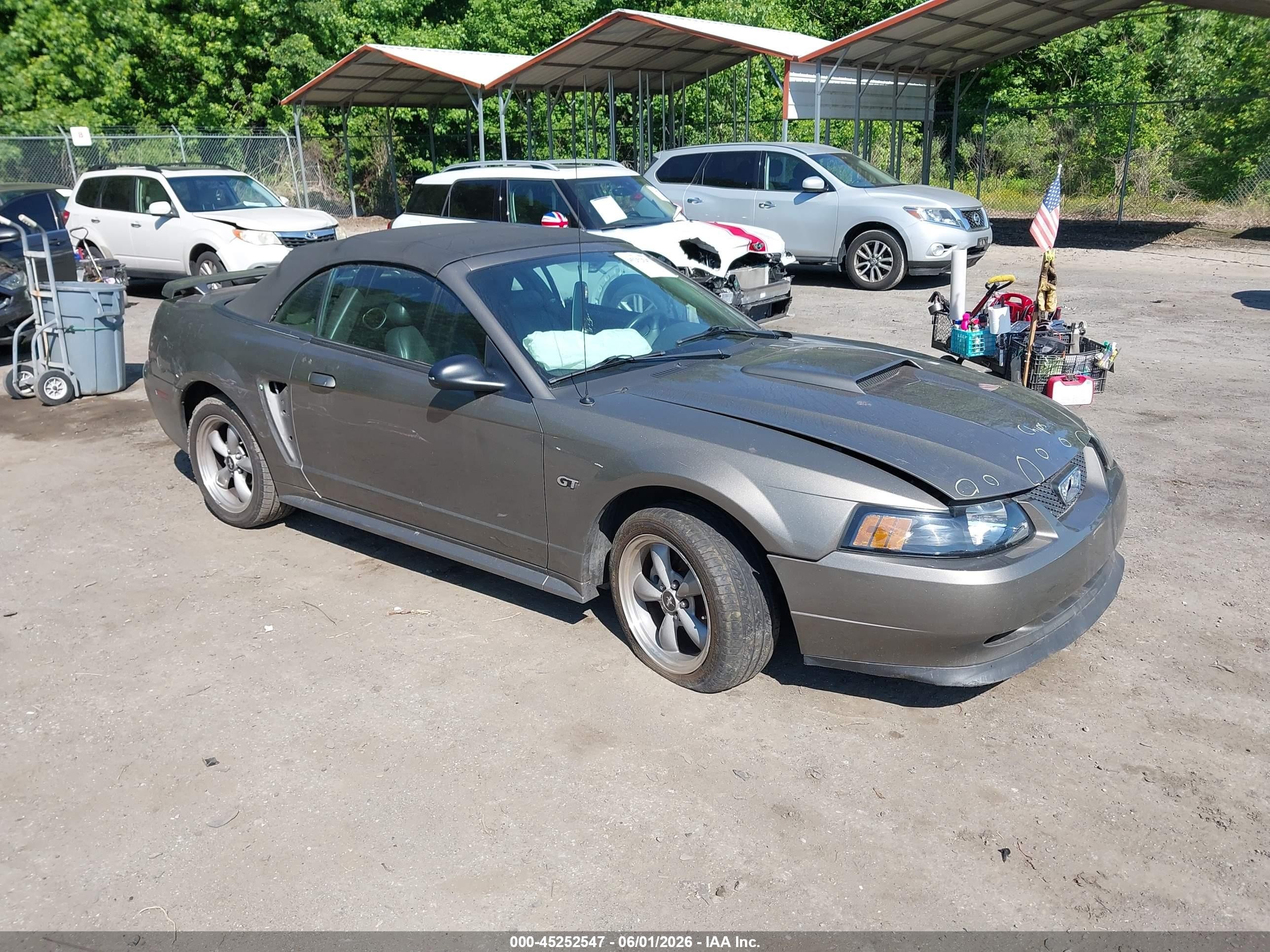 2002 Ford Mustang Gt Gray vin: 1FAFP45X12F182929
