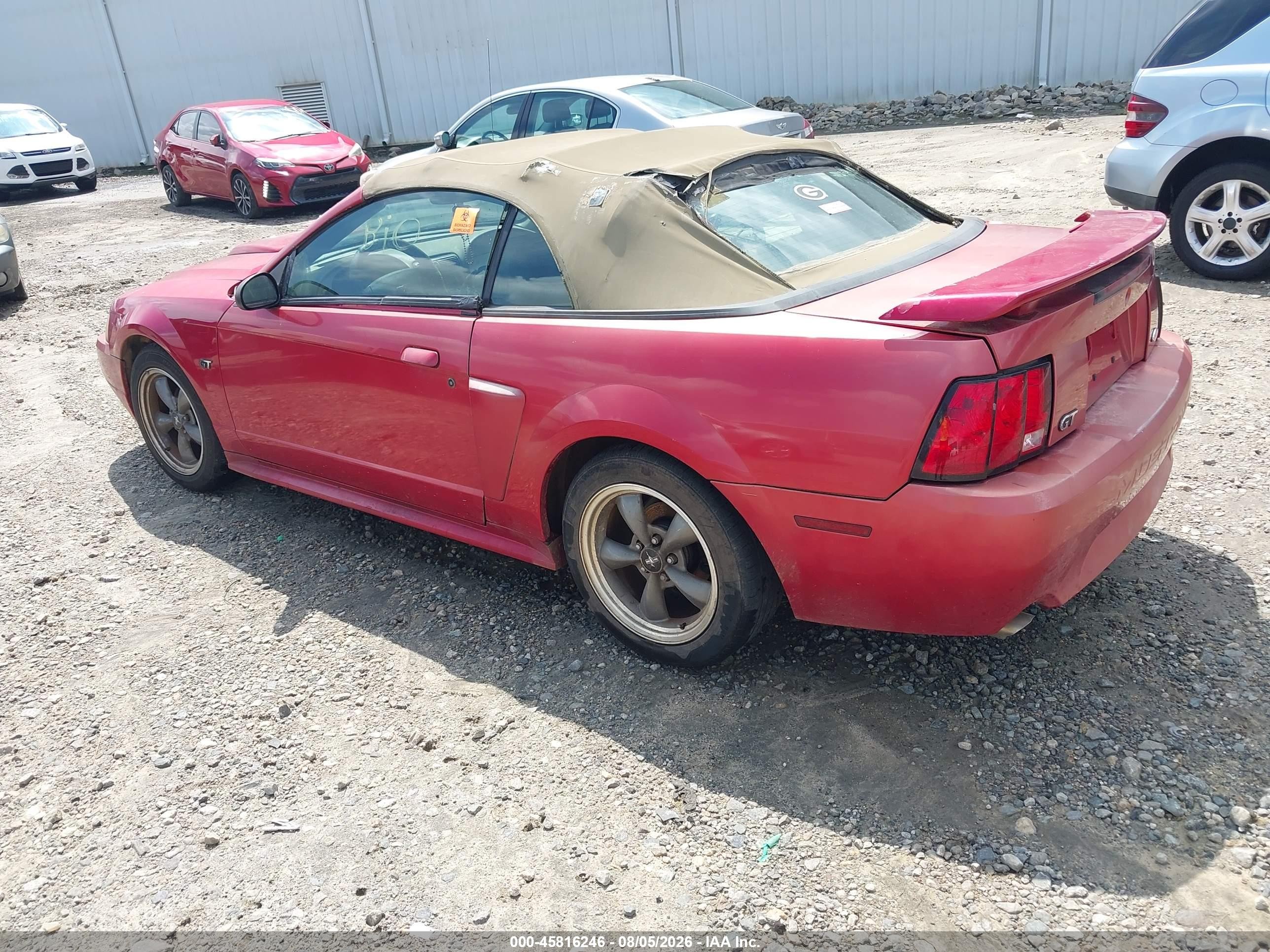 2001 Ford Mustang Gt Burgundy vin: 1FAFP45X41F129172