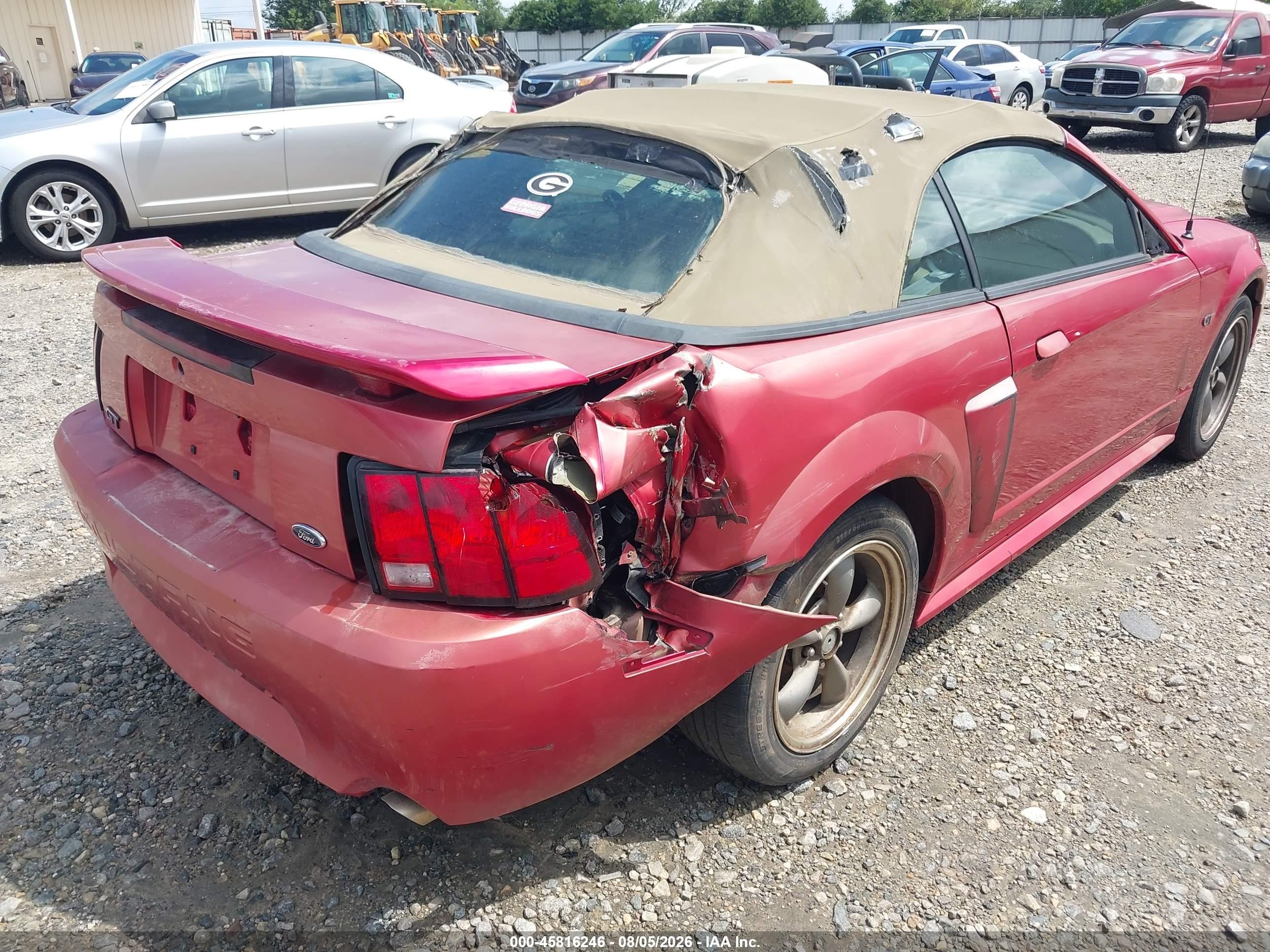 2001 Ford Mustang Gt Burgundy vin: 1FAFP45X41F129172