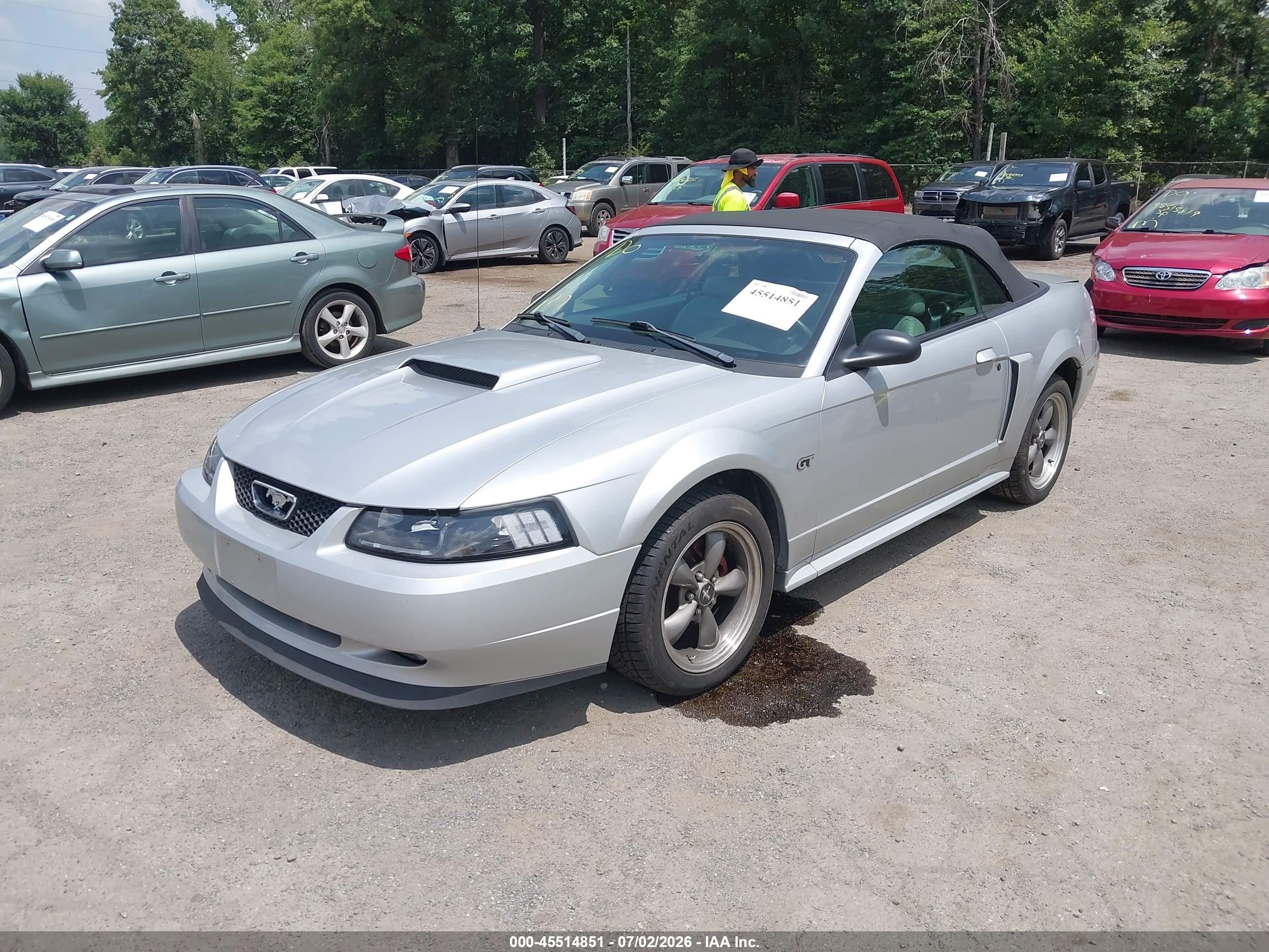 2001 Ford Mustang Gt Серебряный vin: 1FAFP45X41F160616
