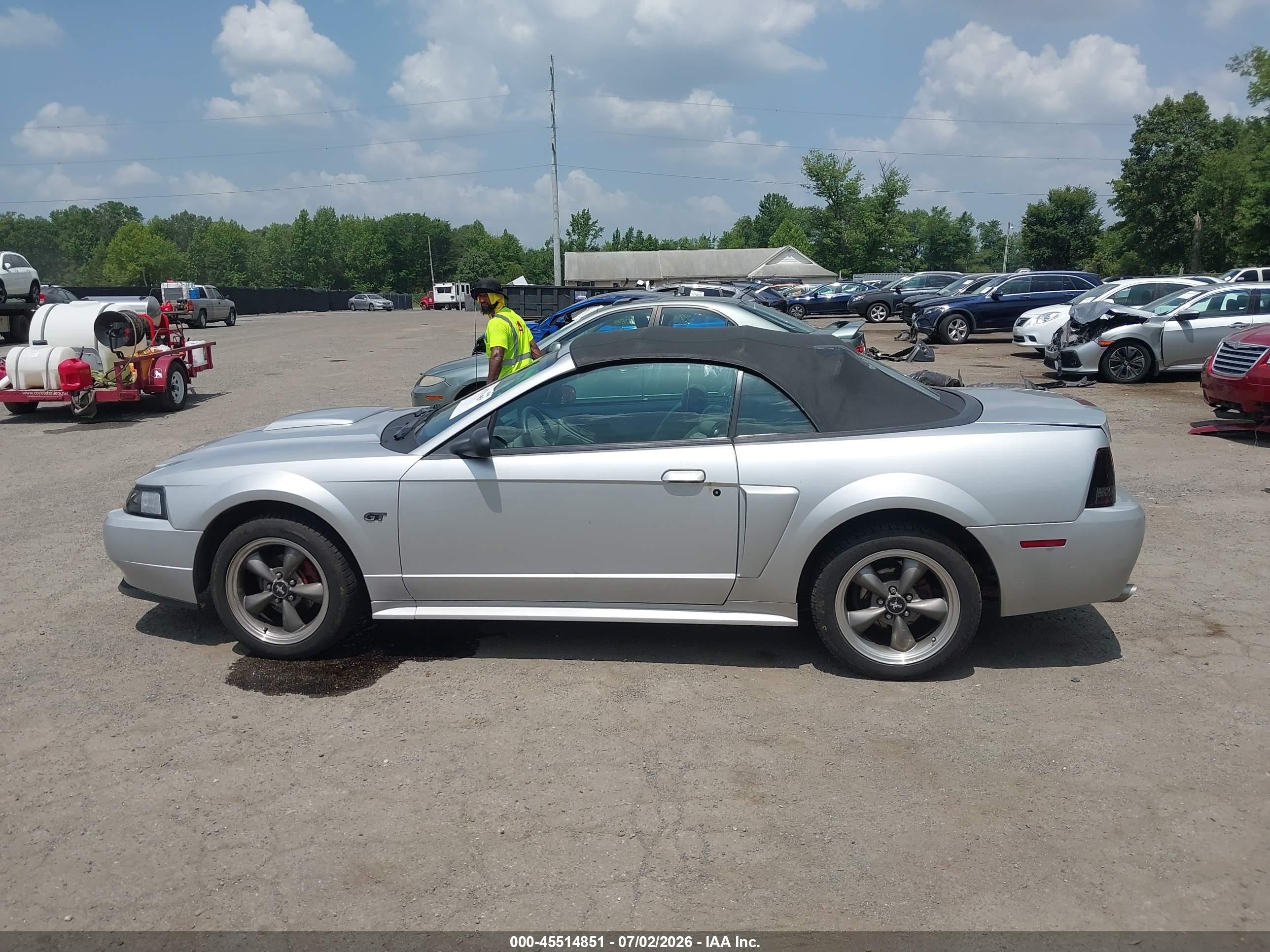 2001 Ford Mustang Gt Серебряный vin: 1FAFP45X41F160616
