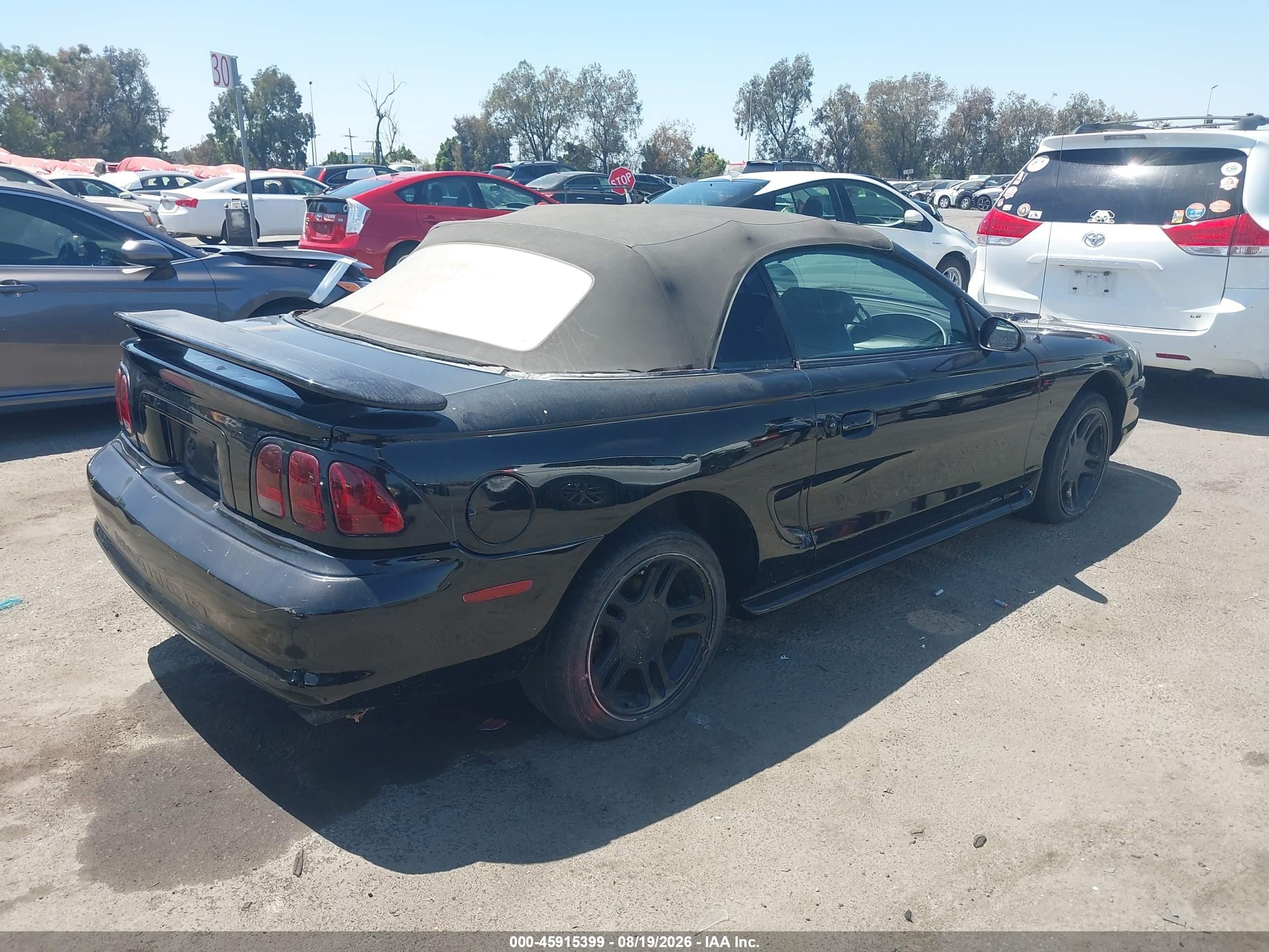 1998 Ford Mustang Gt Black vin: 1FAFP45X4WF236343
