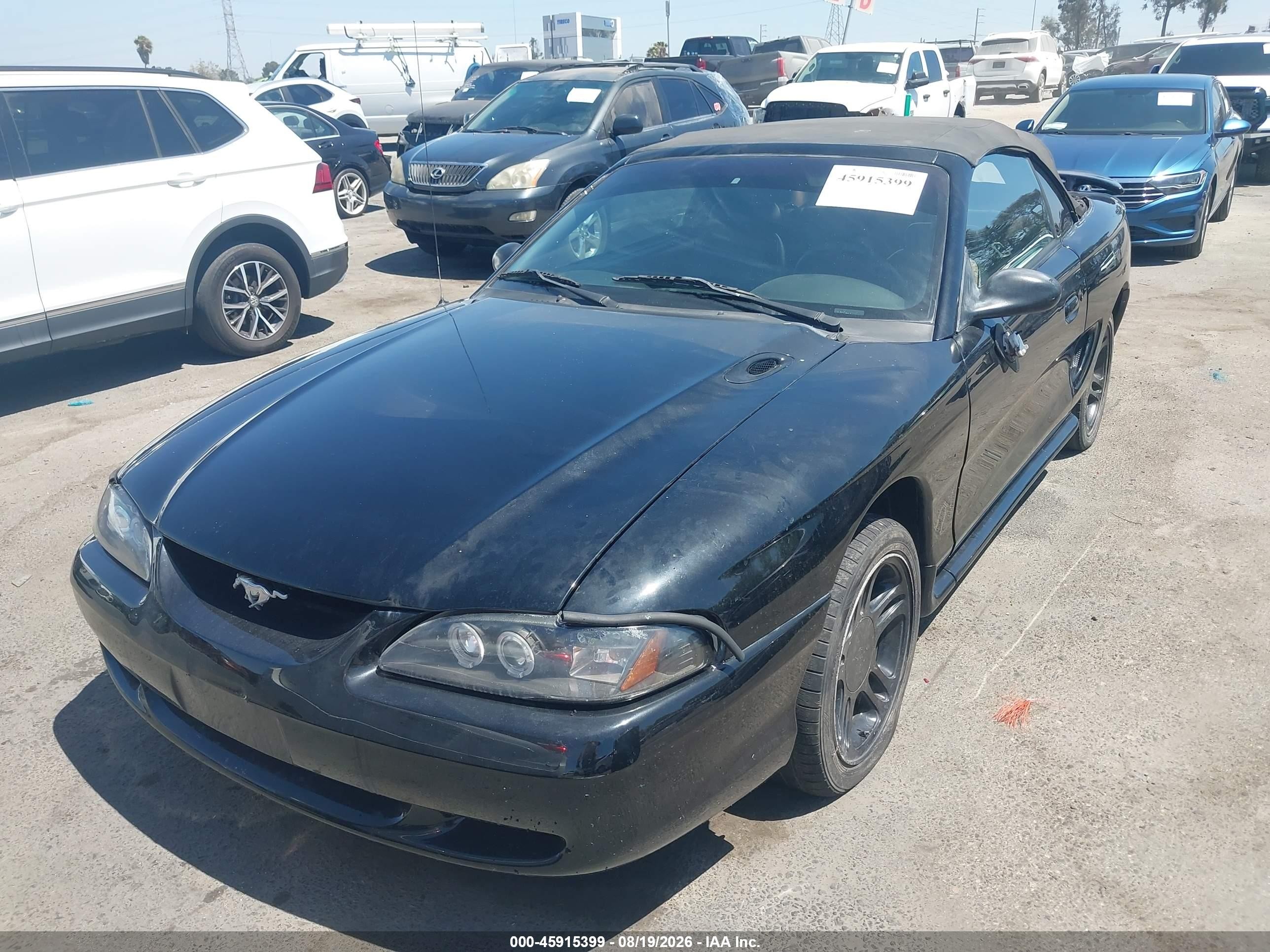 1998 Ford Mustang Gt Black vin: 1FAFP45X4WF236343