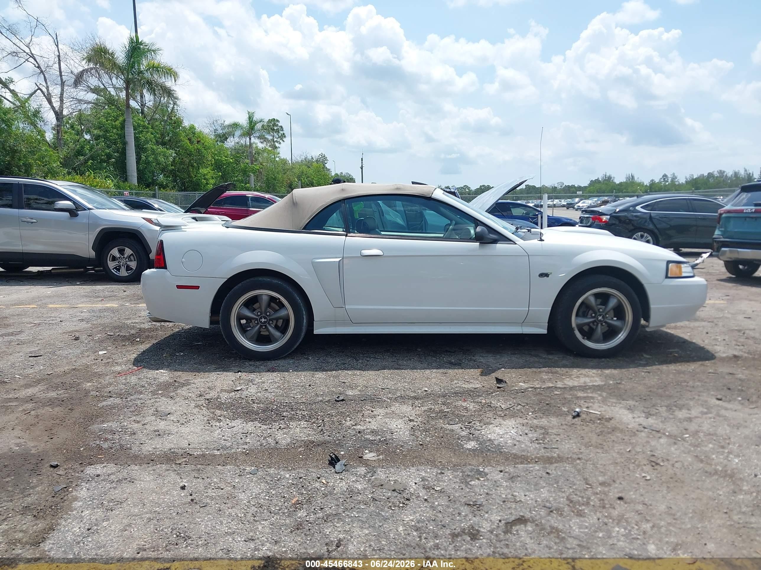 2003 Ford Mustang Gt White vin: 1FAFP45X53F348743