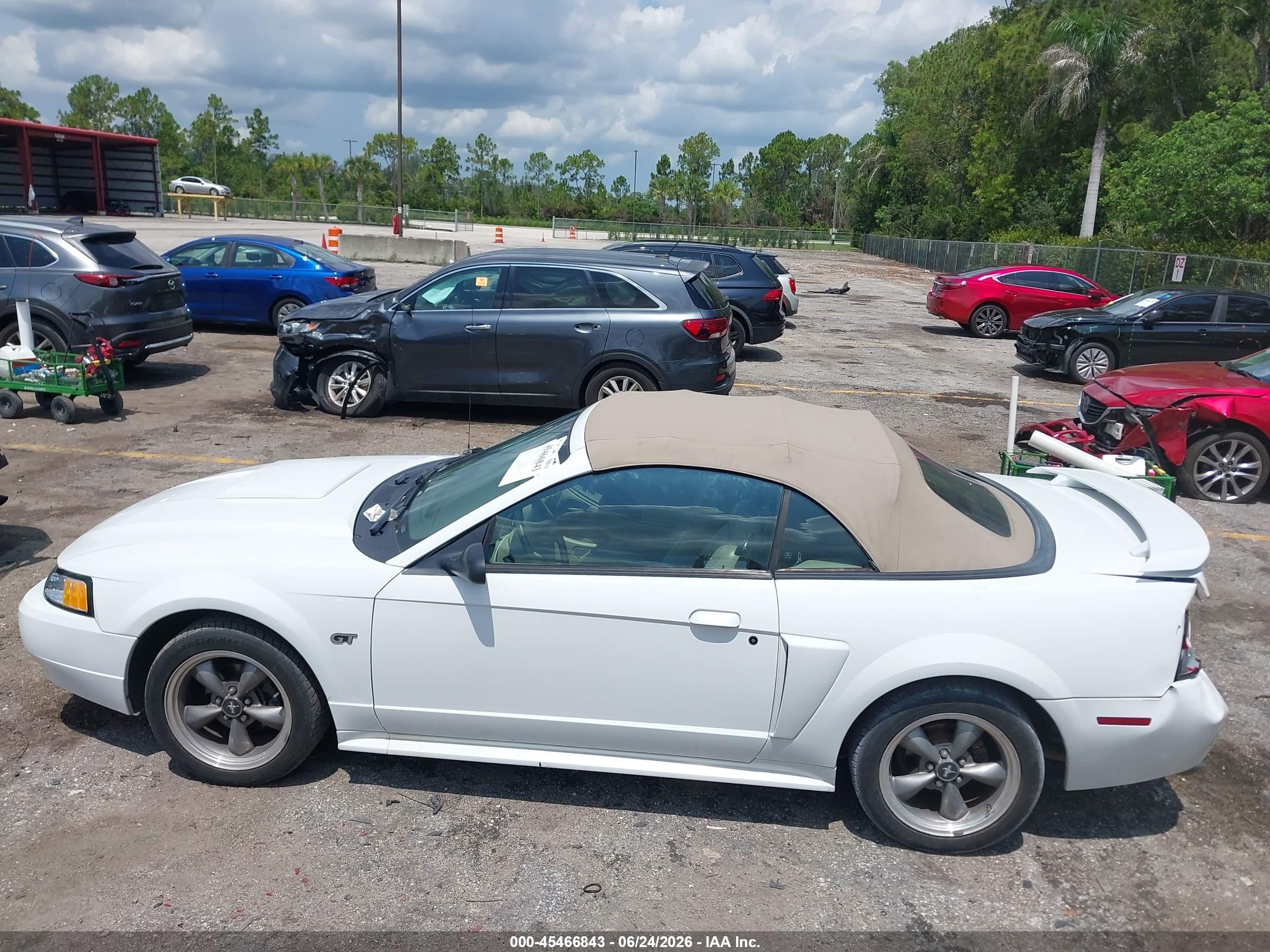 2003 Ford Mustang Gt White vin: 1FAFP45X53F348743