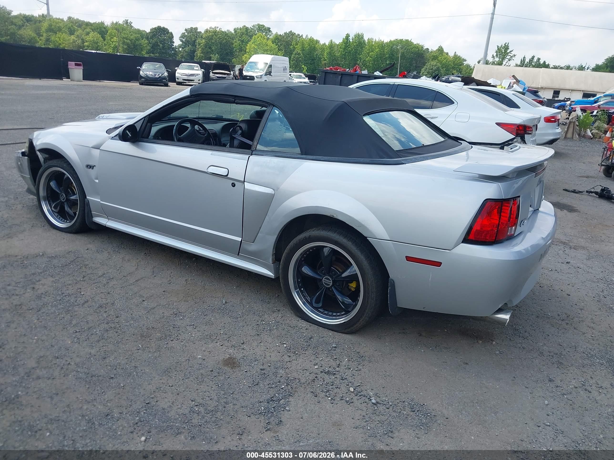 2003 Ford Mustang Gt Silver vin: 1FAFP45X63F348637