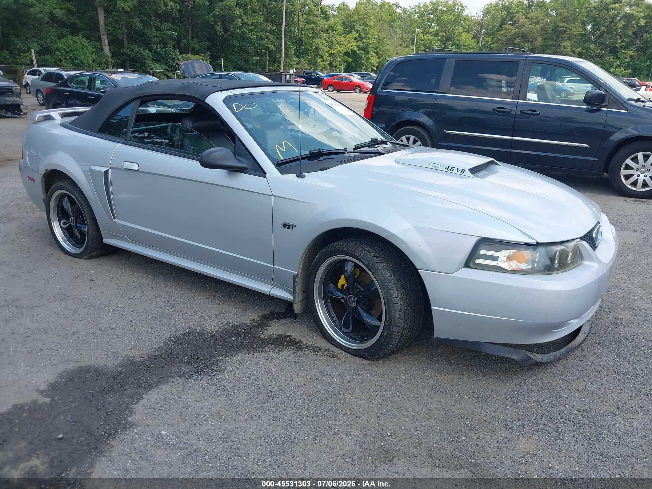 2003 Ford Mustang Gt Silver vin: 1FAFP45X63F348637
