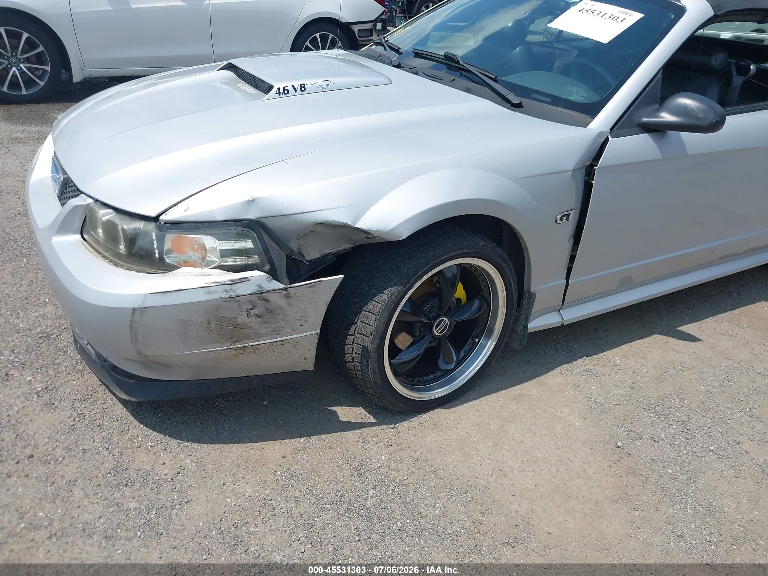 2003 Ford Mustang Gt Silver vin: 1FAFP45X63F348637