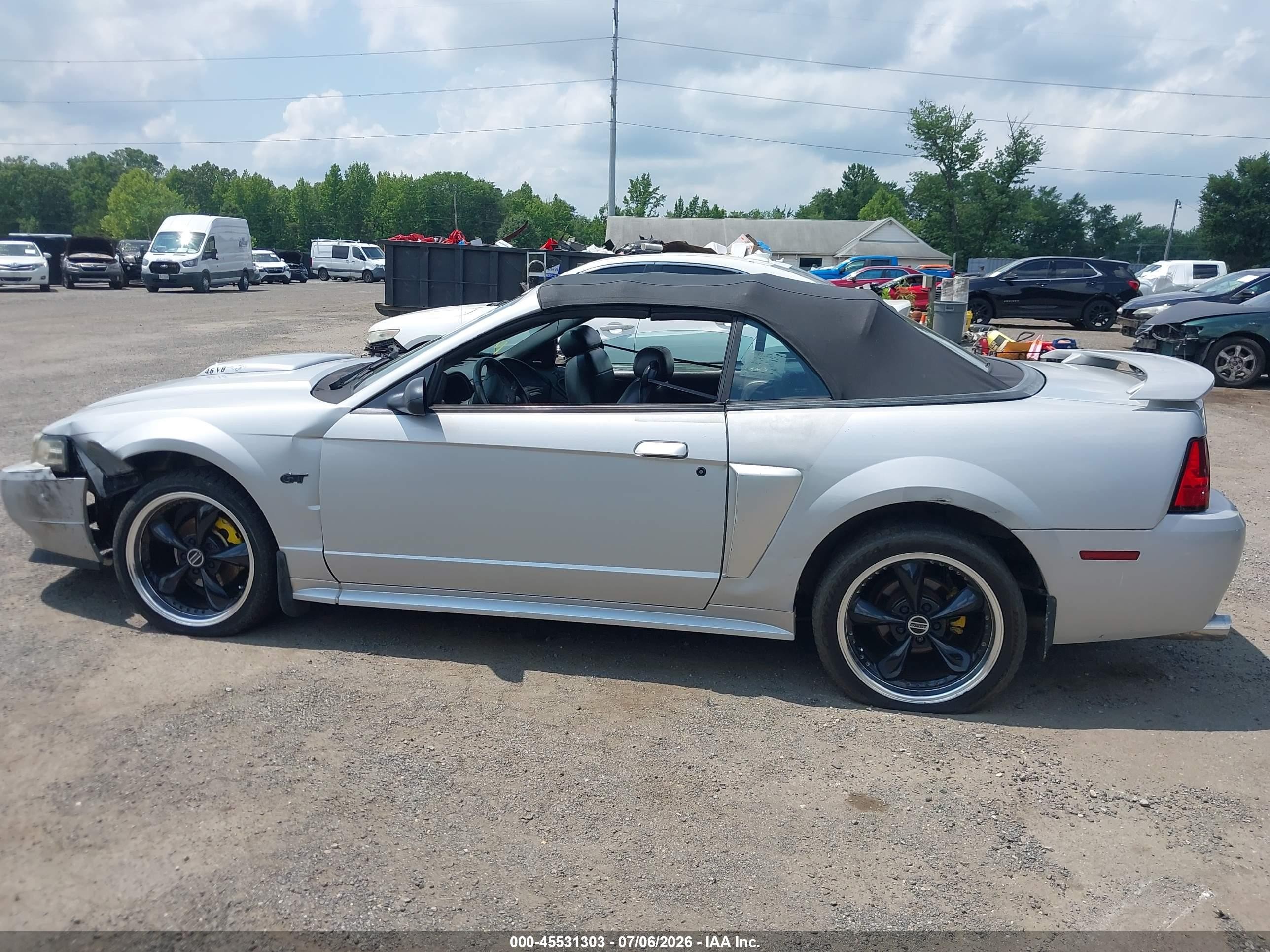 2003 Ford Mustang Gt Silver vin: 1FAFP45X63F348637