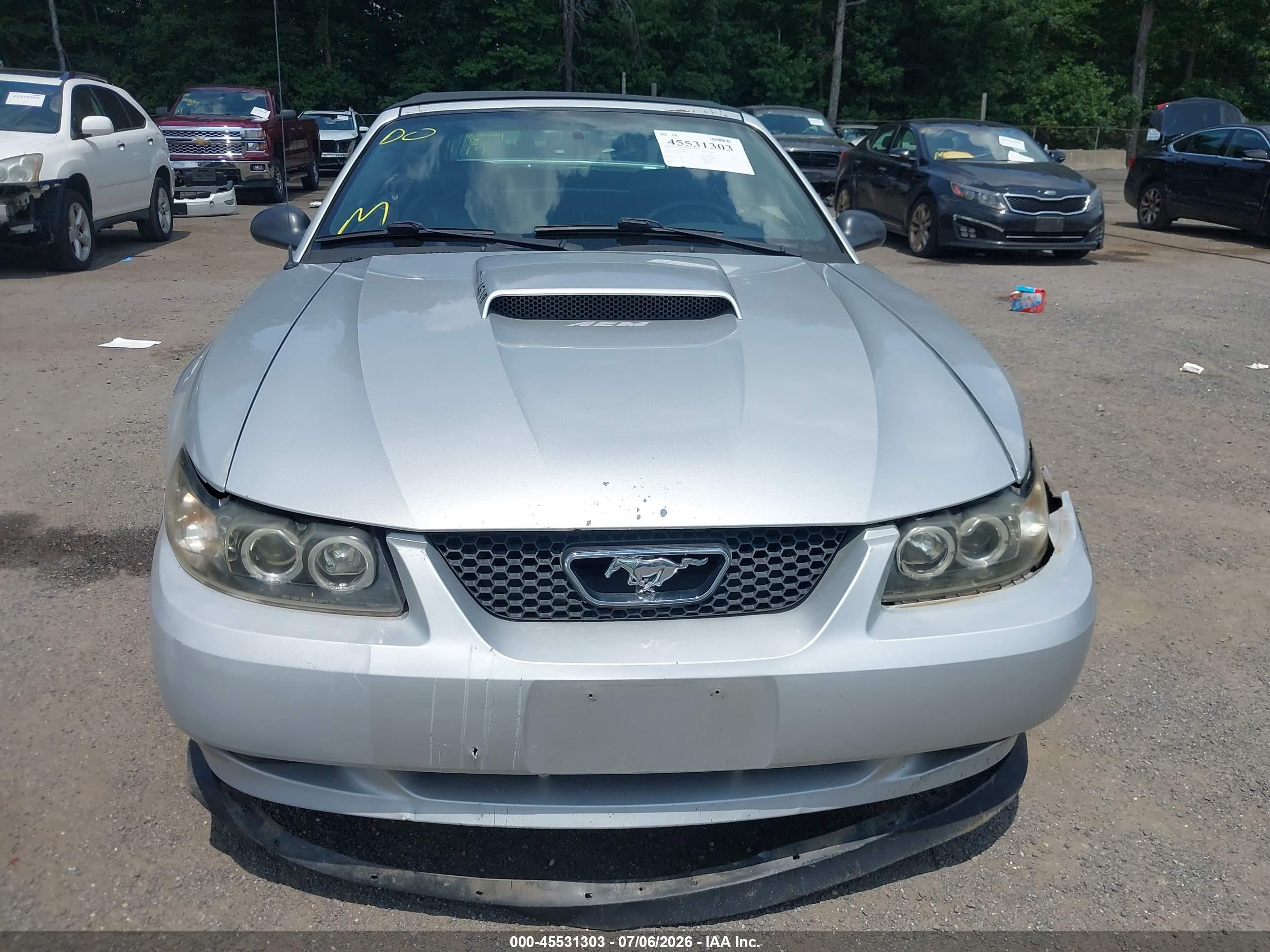2003 Ford Mustang Gt Silver vin: 1FAFP45X63F348637