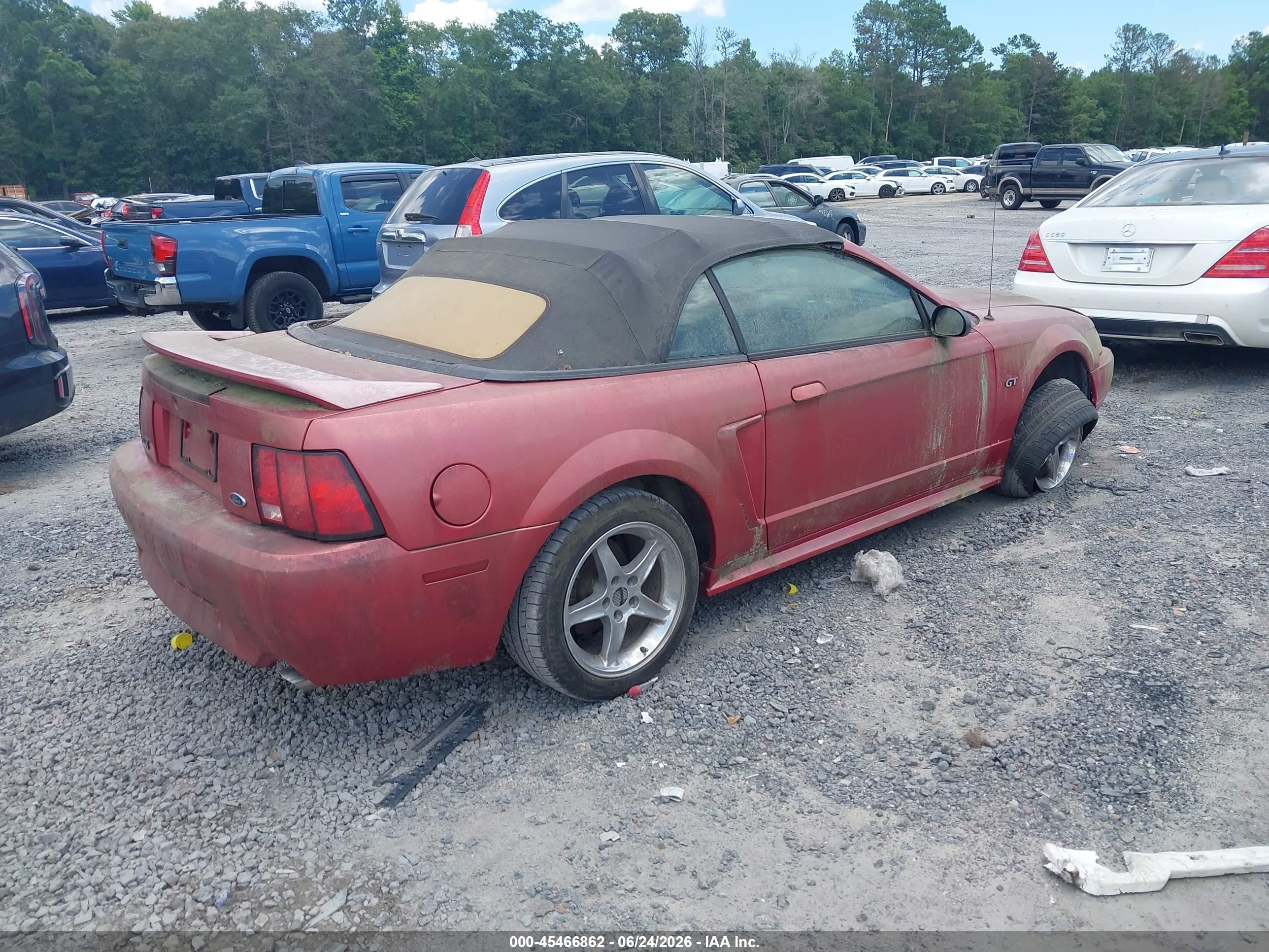 2000 Ford Mustang Gt Red vin: 1FAFP45X6YF134156