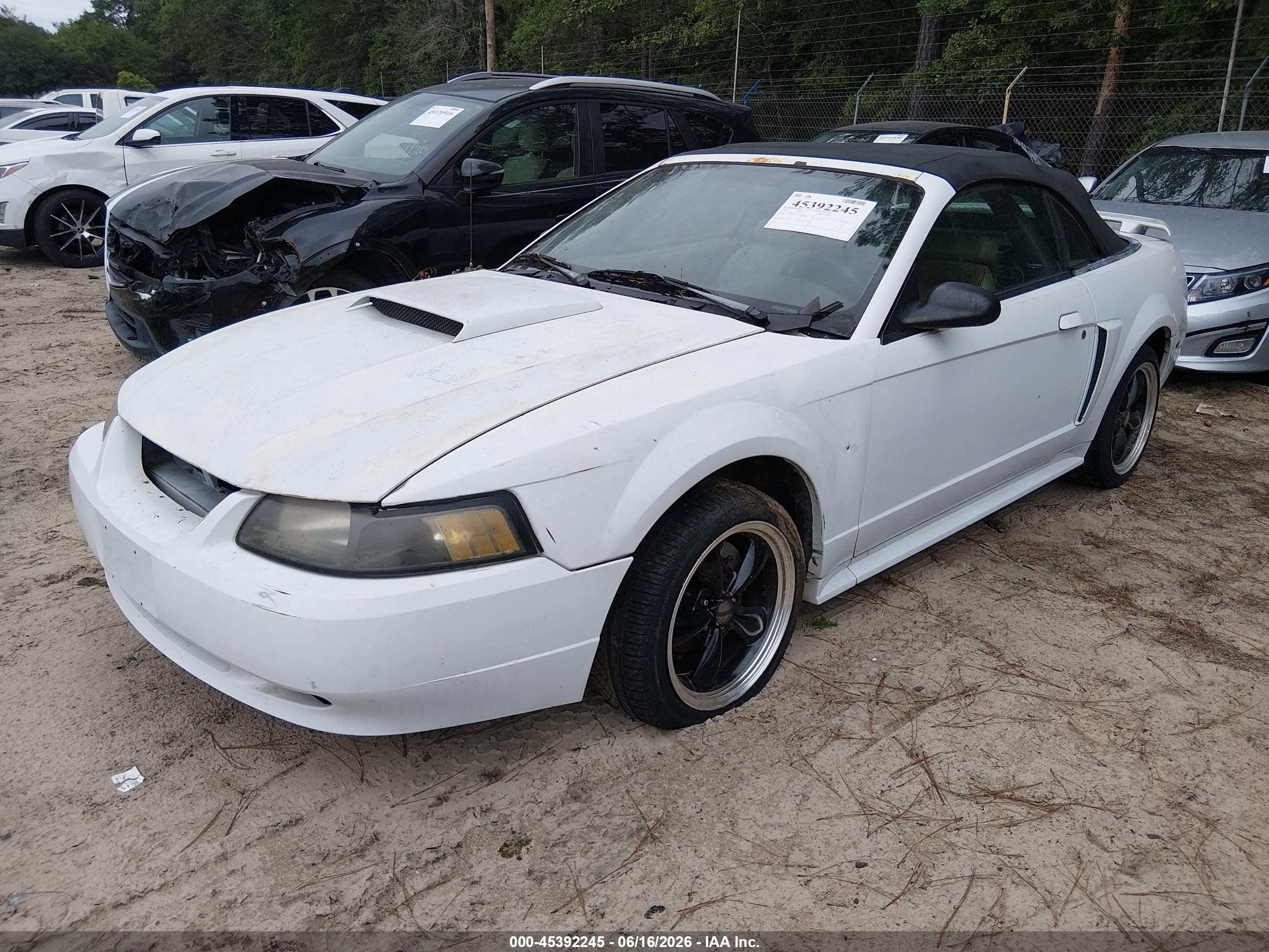 2001 Ford Mustang Gt White vin: 1FAFP45X71F138447