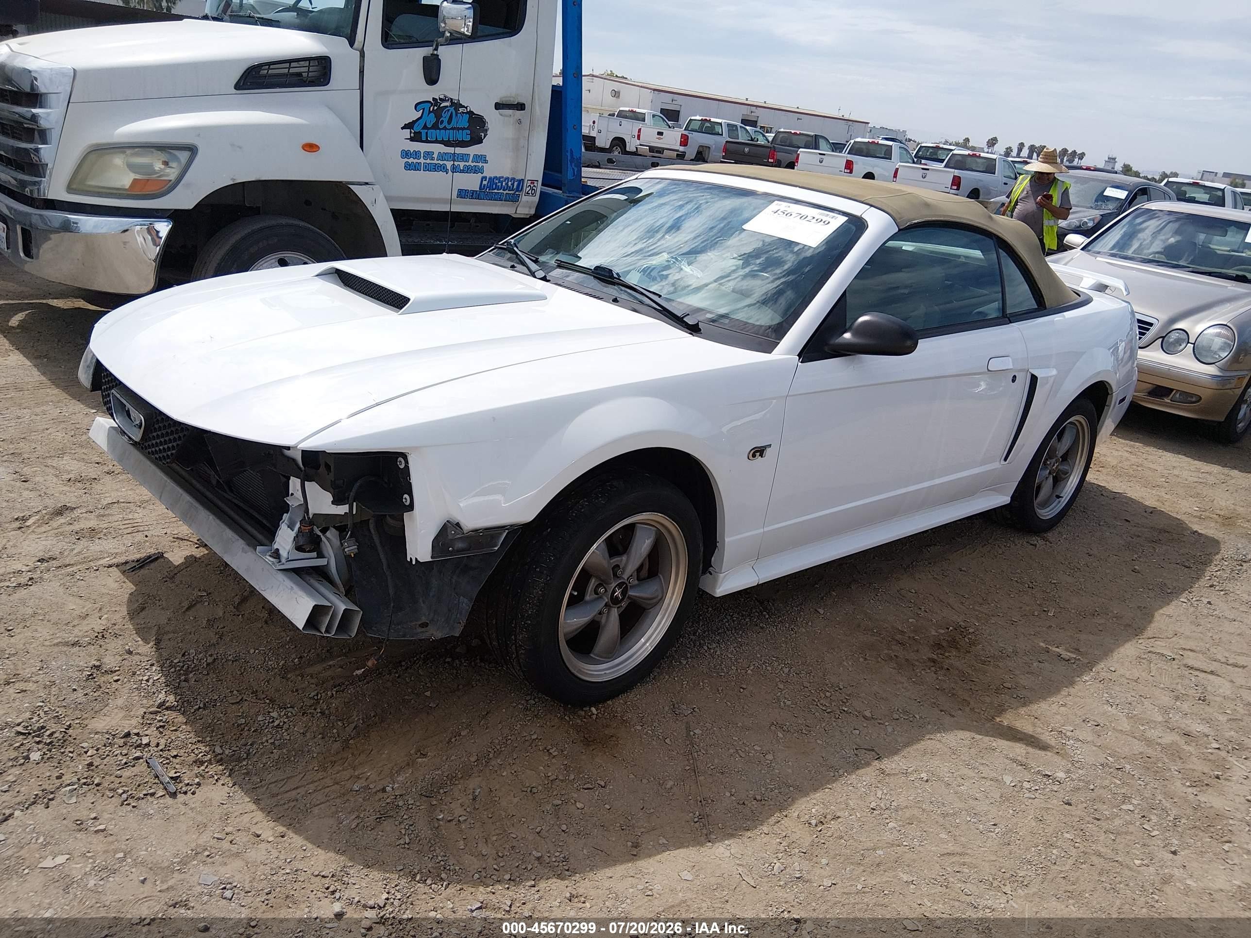 2001 Ford Mustang Gt White vin: 1FAFP45X71F189933