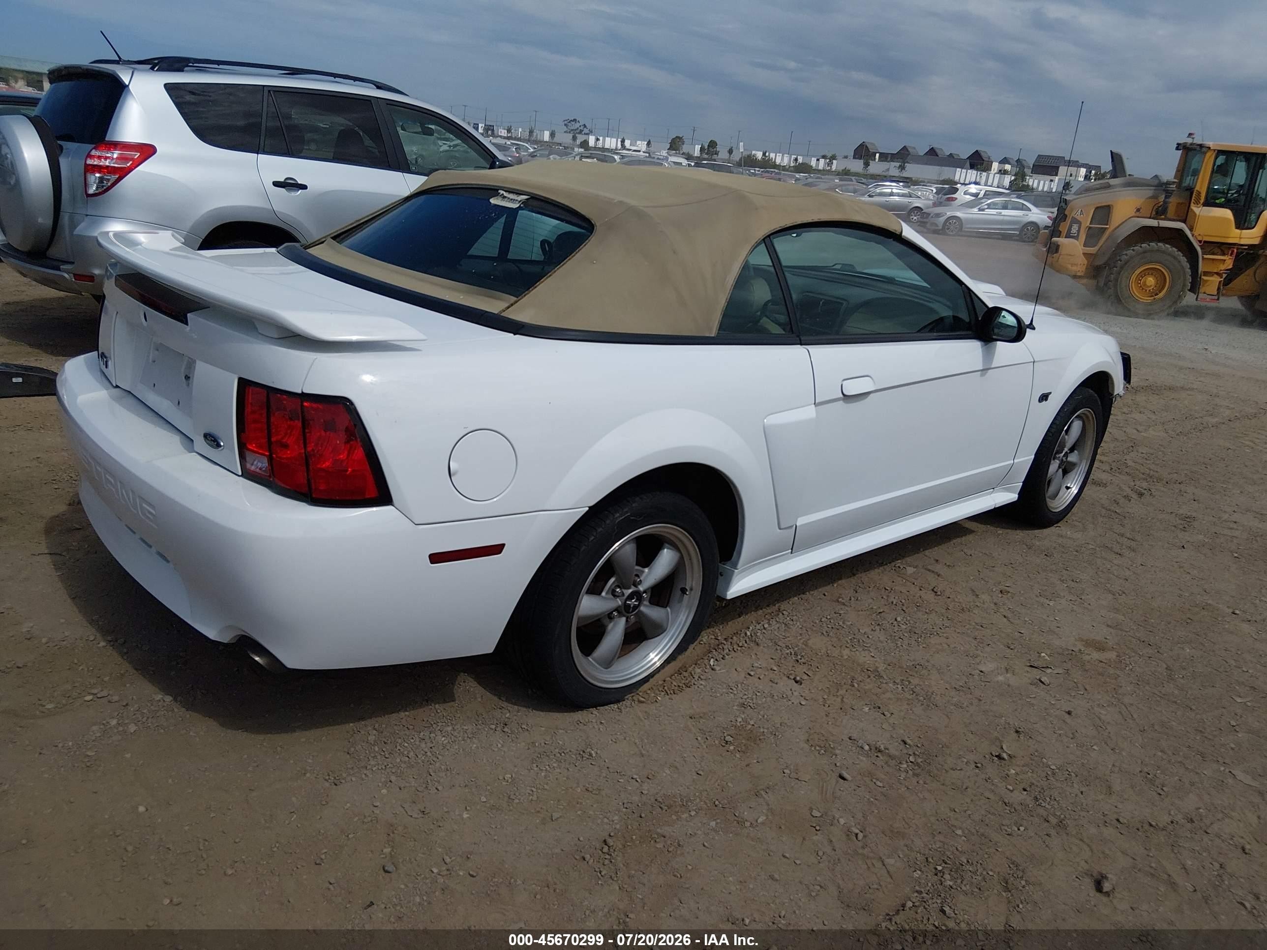 2001 Ford Mustang Gt White vin: 1FAFP45X71F189933