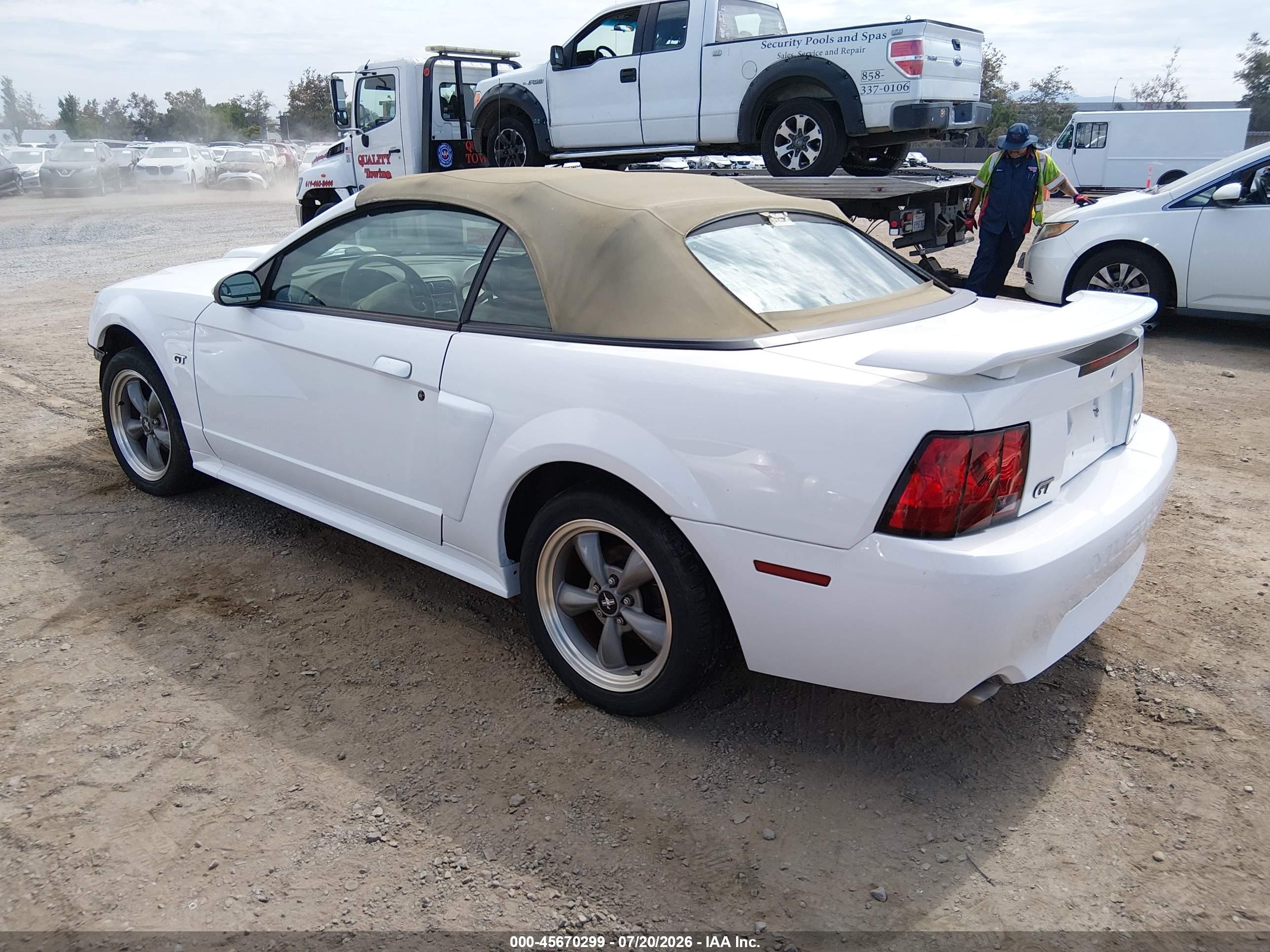 2001 Ford Mustang Gt White vin: 1FAFP45X71F189933