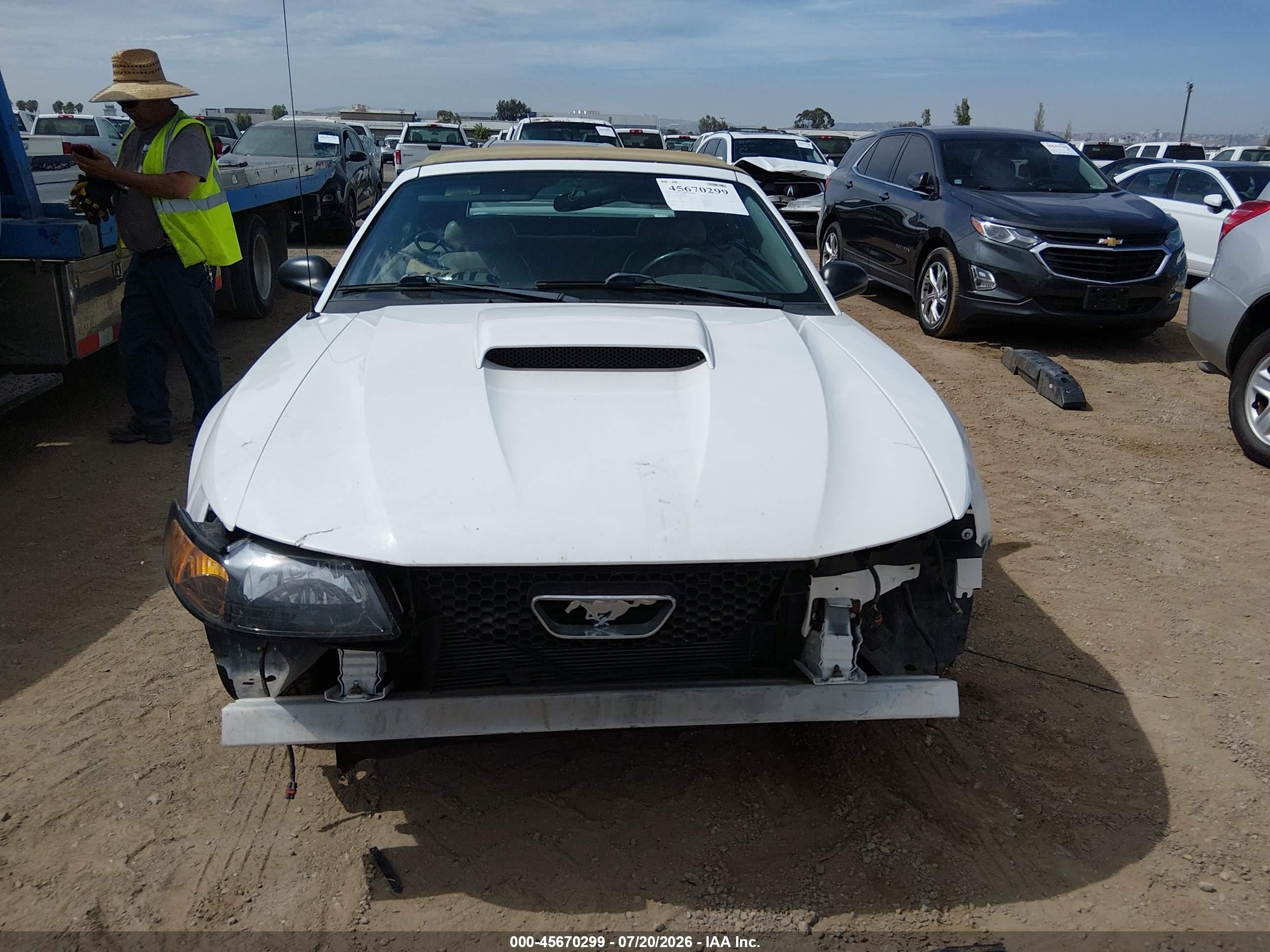 2001 Ford Mustang Gt White vin: 1FAFP45X71F189933