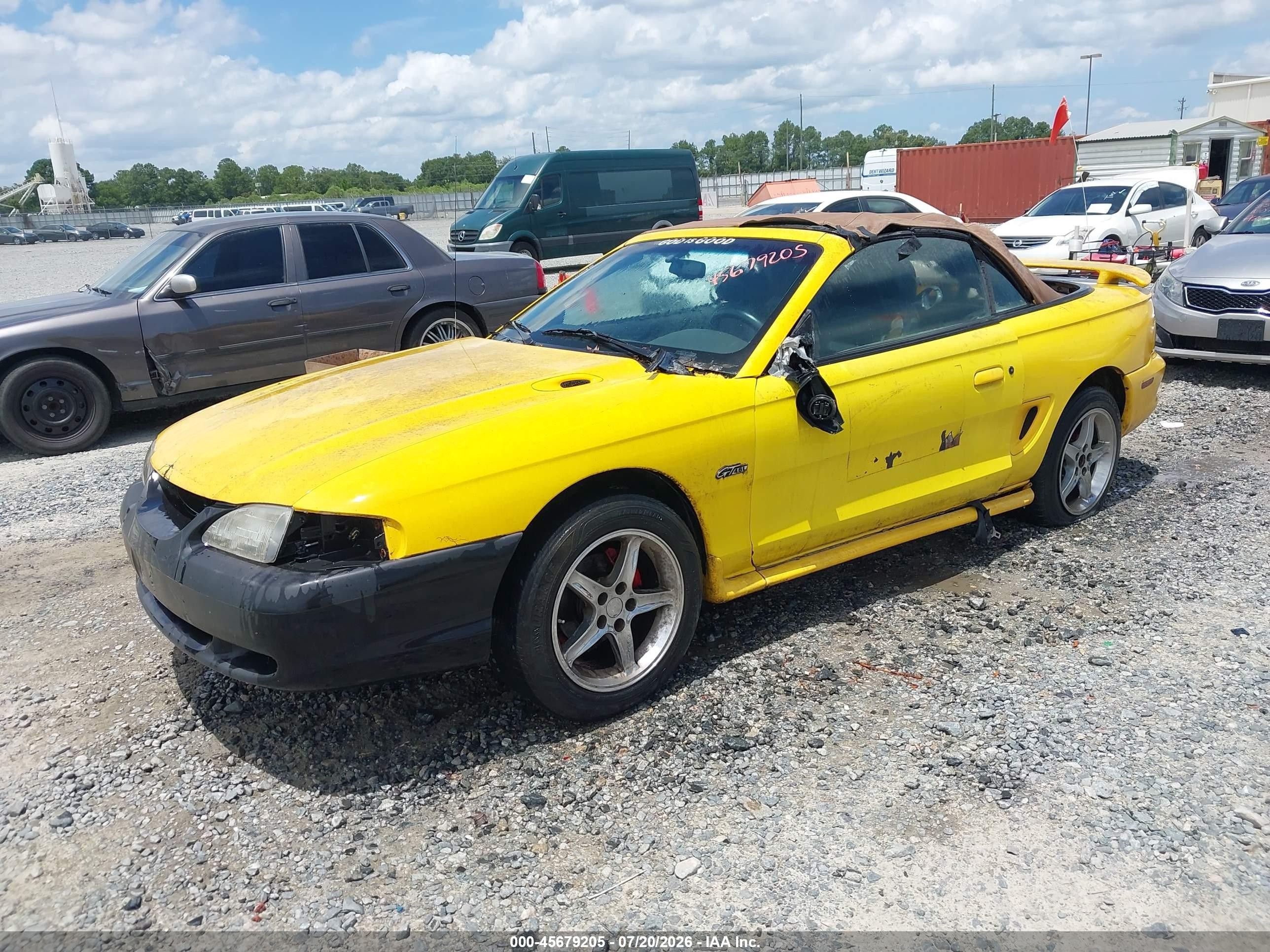 1998 Ford Mustang Gt Yellow vin: 1FAFP45X9WF201913