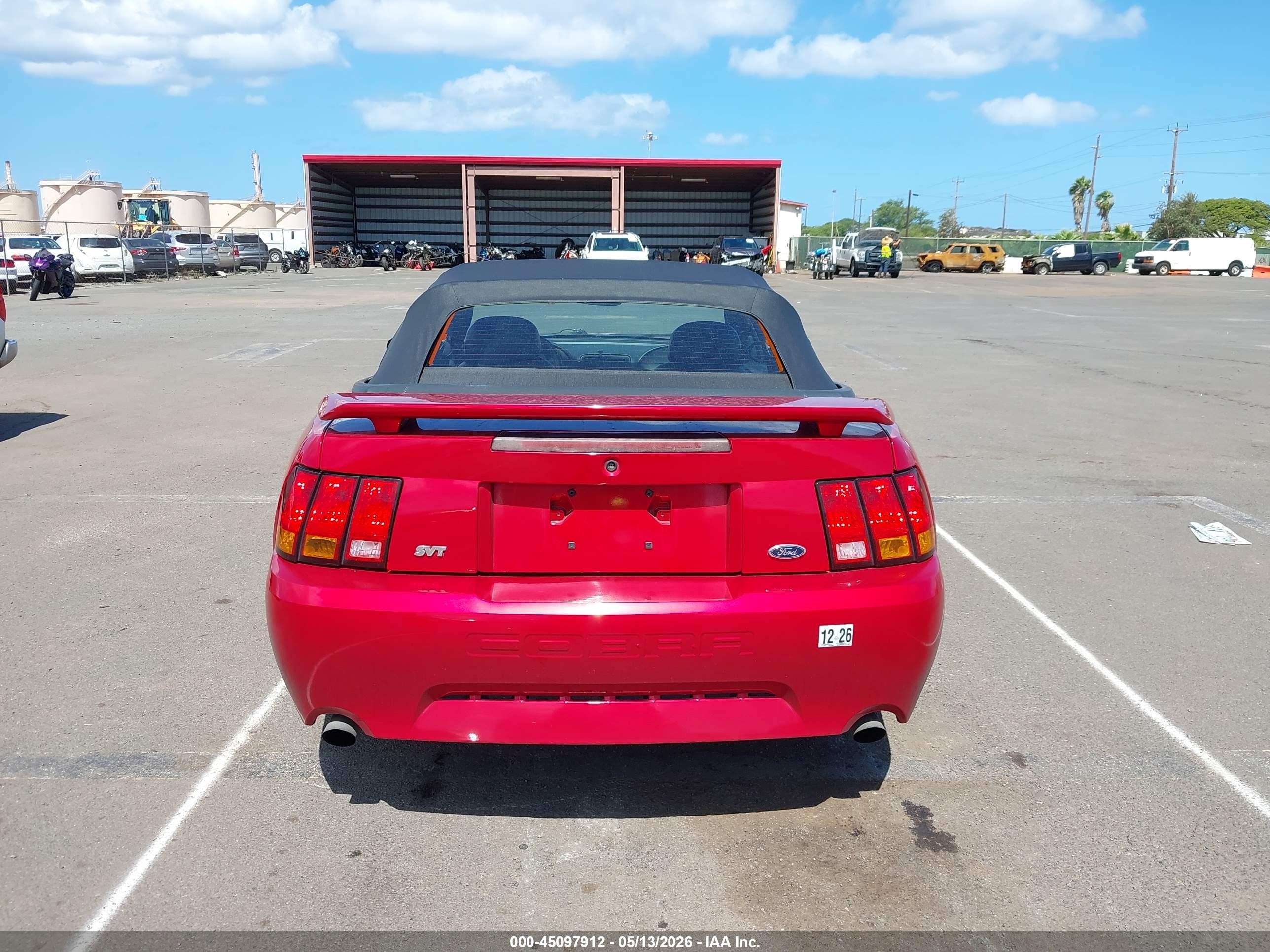 2001 Ford Mustang Cobra Red vin: 1FAFP46V41F232878