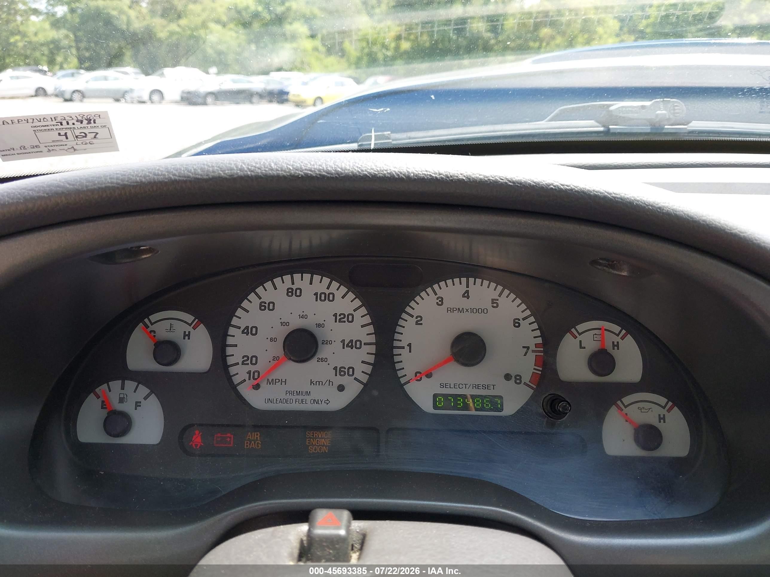 2001 Ford Mustang Cobra Blue vin: 1FAFP47V01F231869