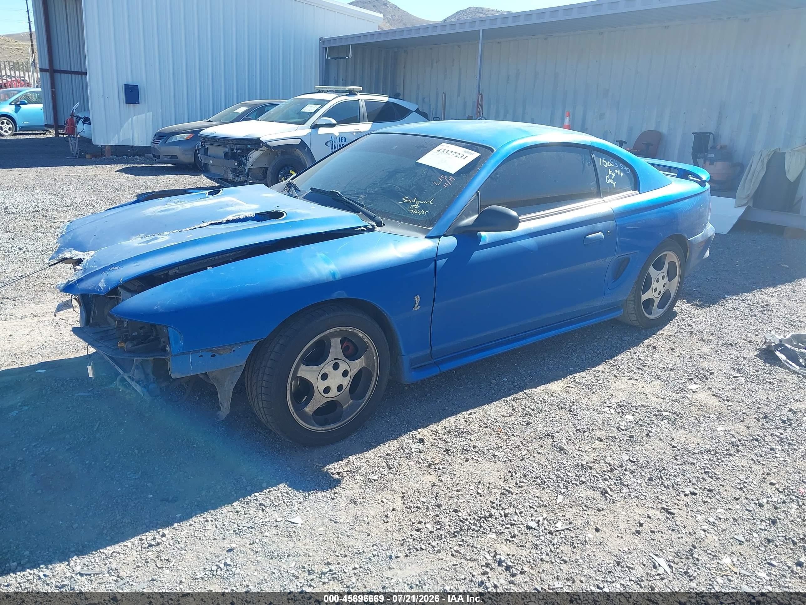 1998 Ford Mustang Svt Cobra Синий vin: 1FAFP47V7WF127726