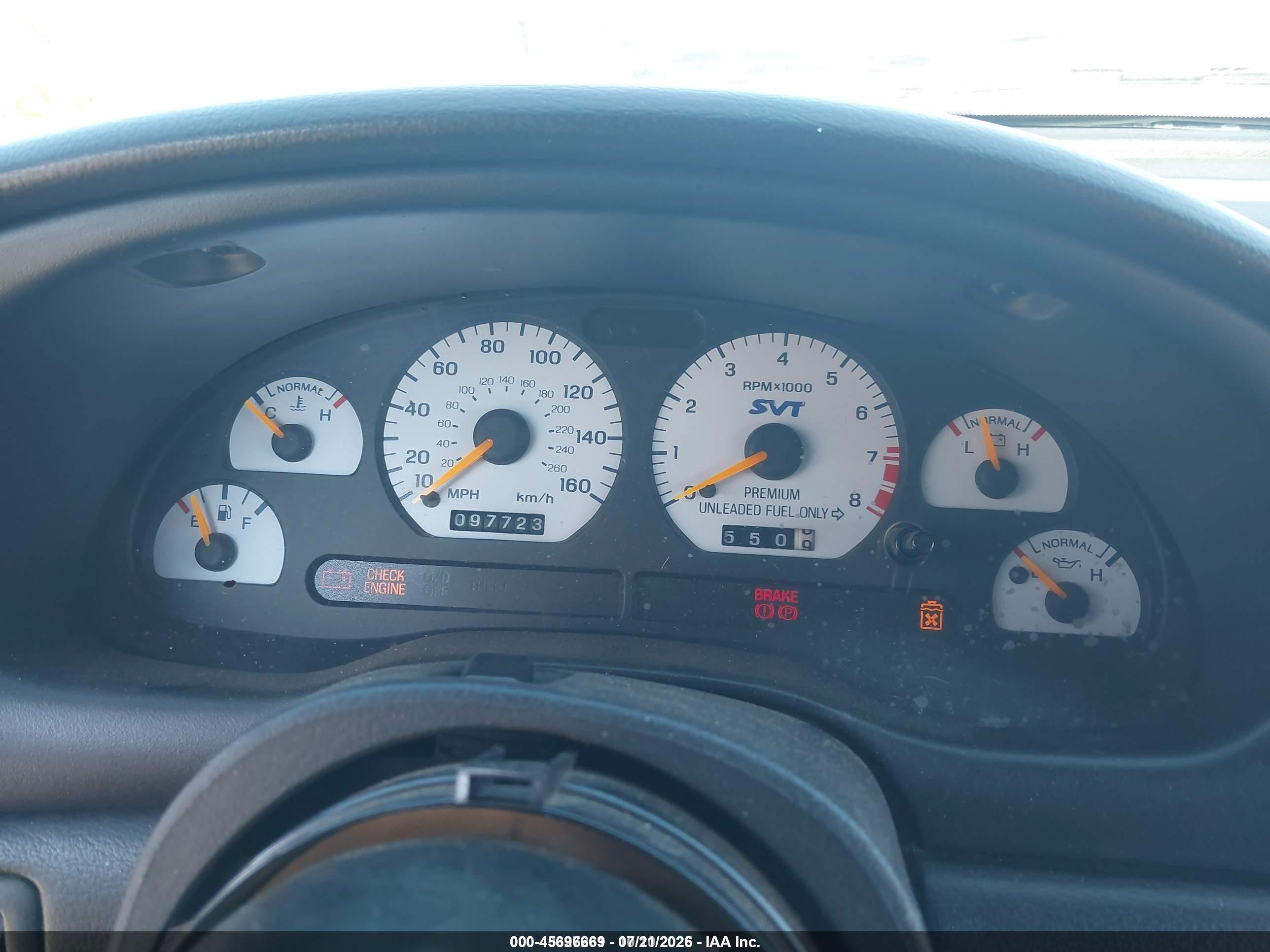 1998 Ford Mustang Svt Cobra Синий vin: 1FAFP47V7WF127726