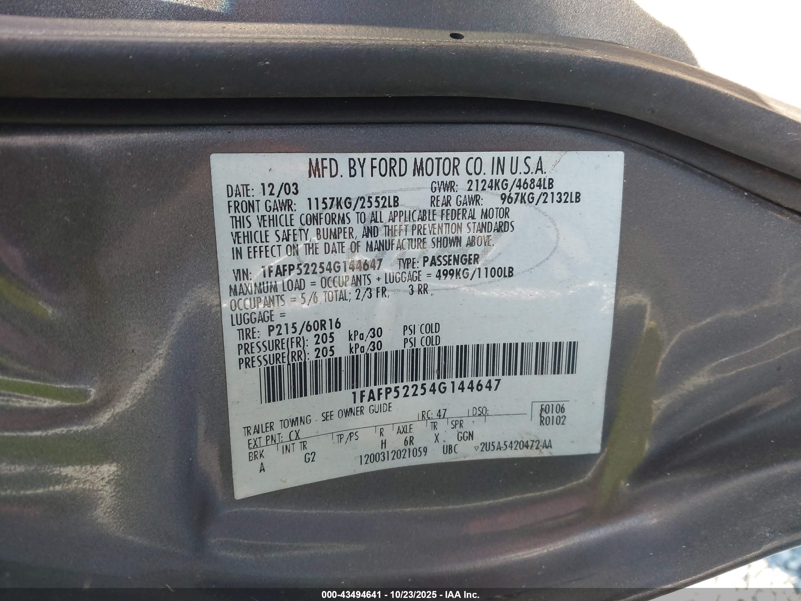 2004 Ford Taurus Lx Gray vin: 1FAFP52254G144647