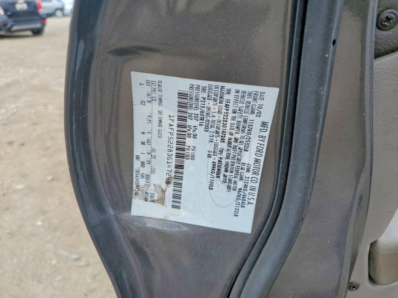 2003 Ford Taurus Gray vin: 1FAFP52283G147248