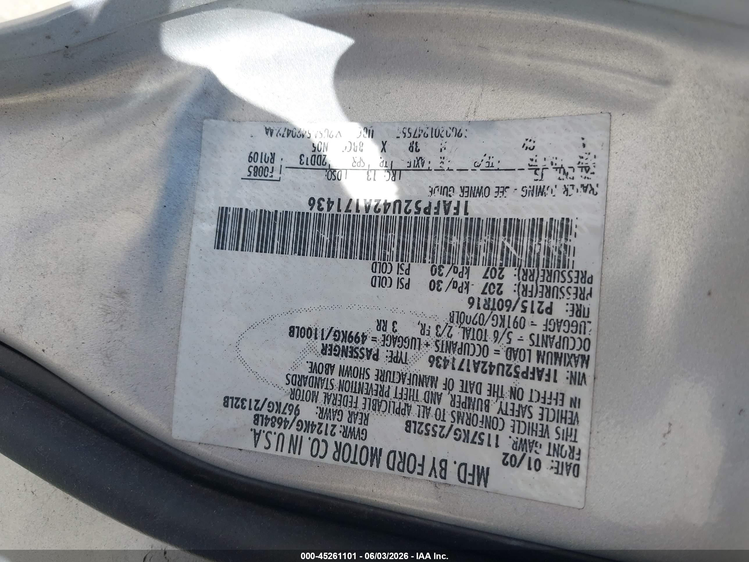 2002 Ford Taurus Lx Silver vin: 1FAFP52U42A171436