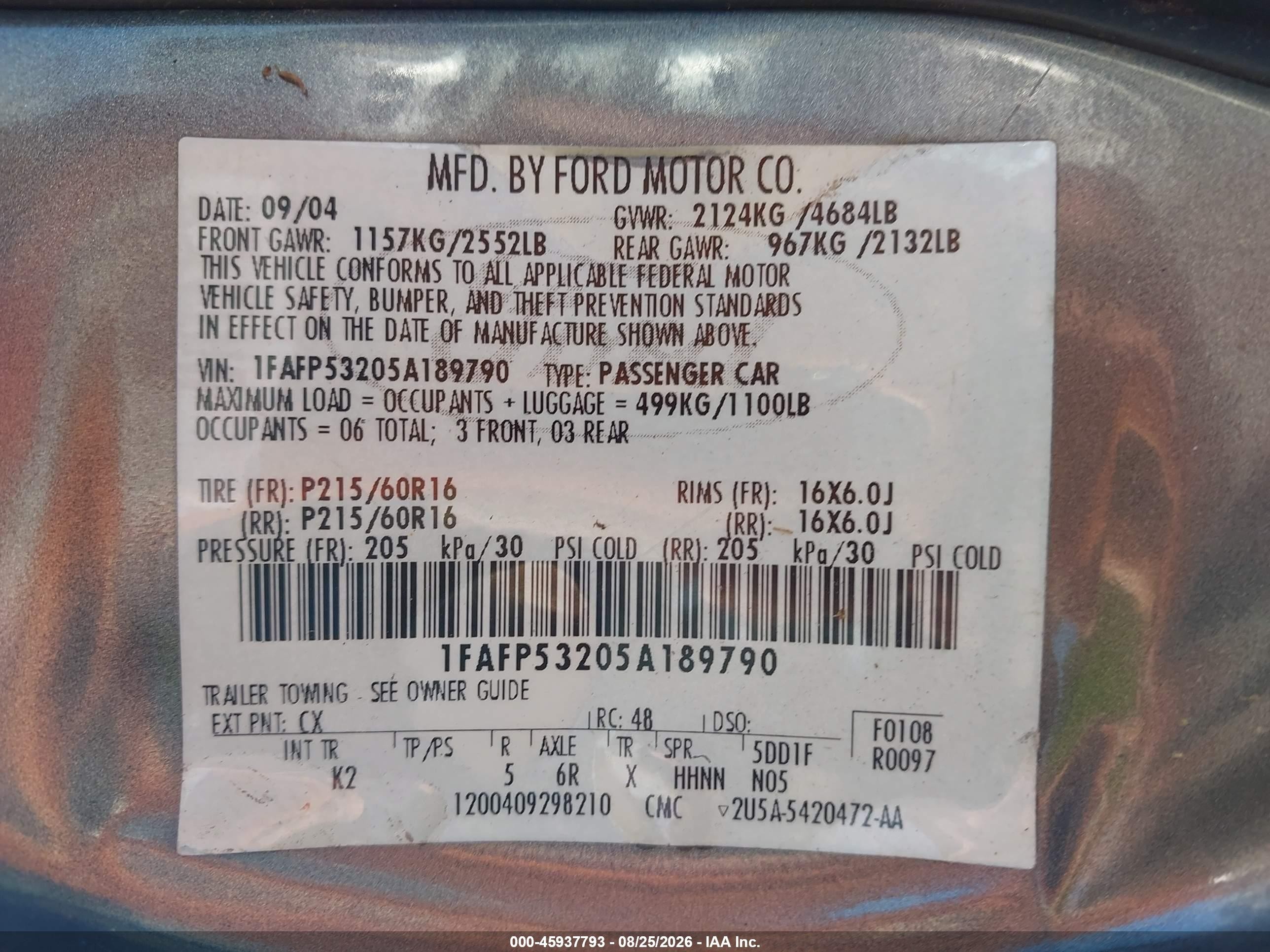 2005 Ford Taurus Se Gray vin: 1FAFP53205A189790
