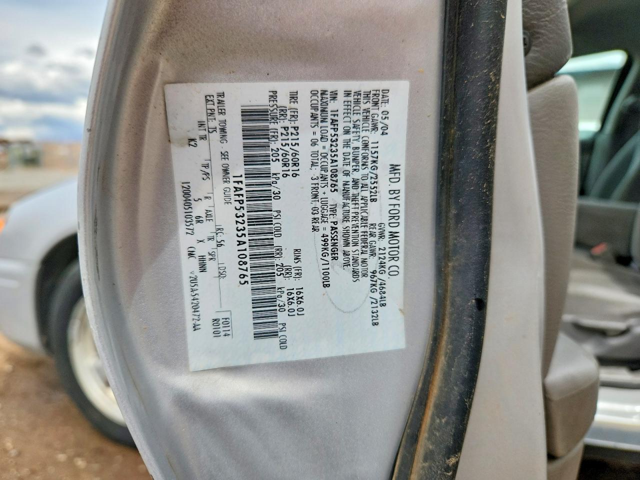 2005 Ford Taurus Se Silver vin: 1FAFP53235A108765