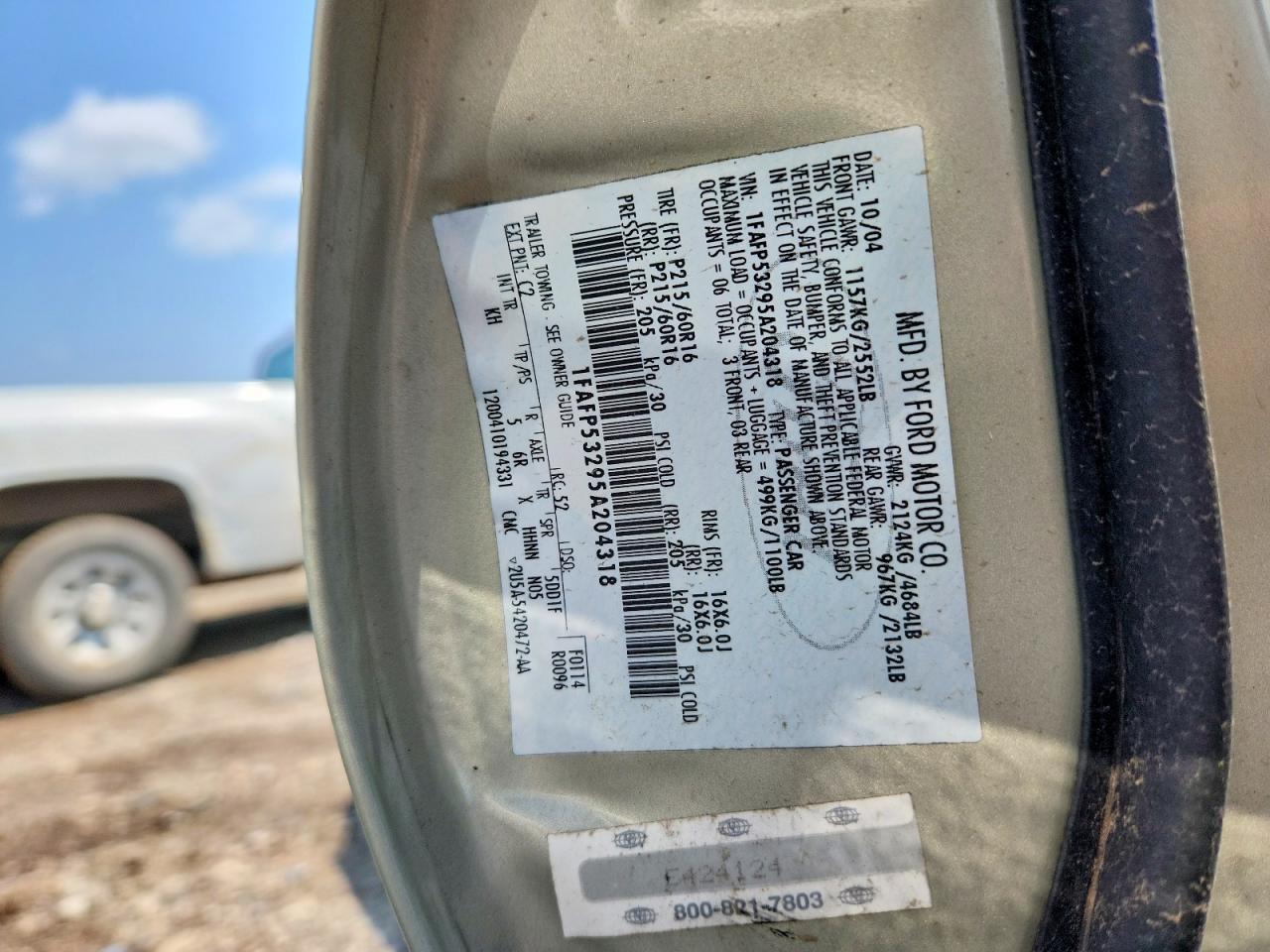 2005 Ford Taurus Se Silver vin: 1FAFP53295A204318