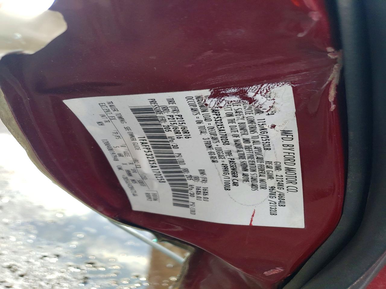 2005 Ford Taurus Se Burgundy vin: 1FAFP532X5A170258