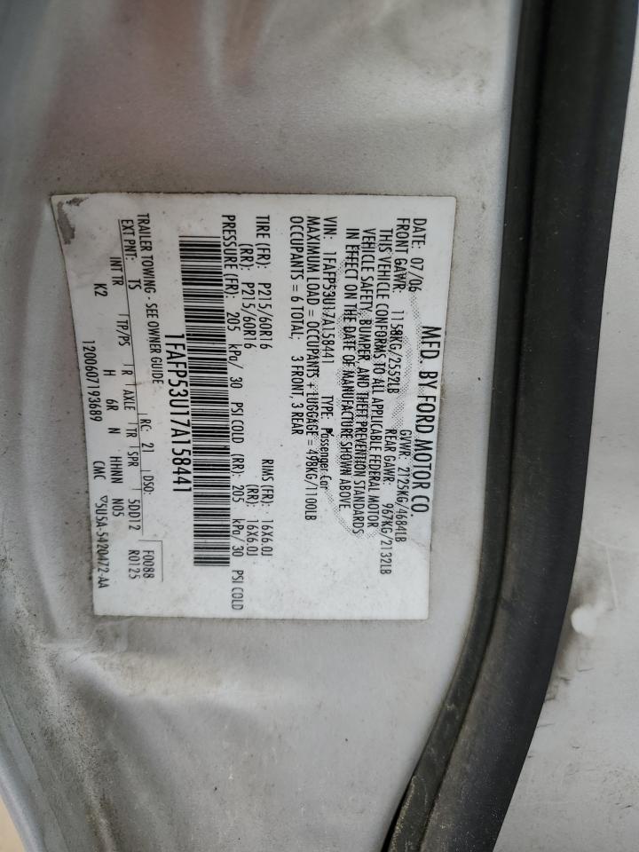 2007 Ford Taurus Se Silver vin: 1FAFP53U17A158441