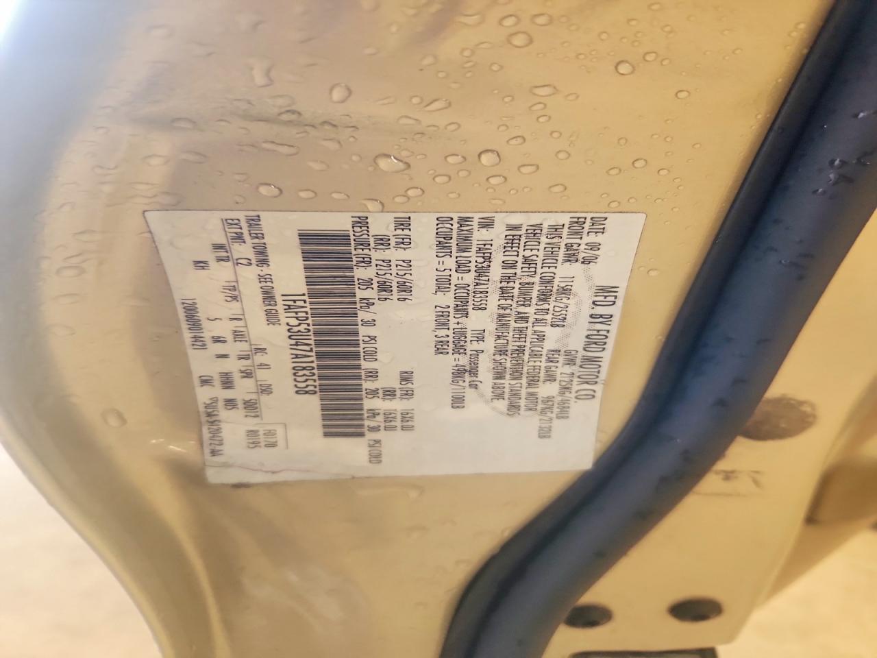 2007 Ford Taurus Se Золотой vin: 1FAFP53U47A183558
