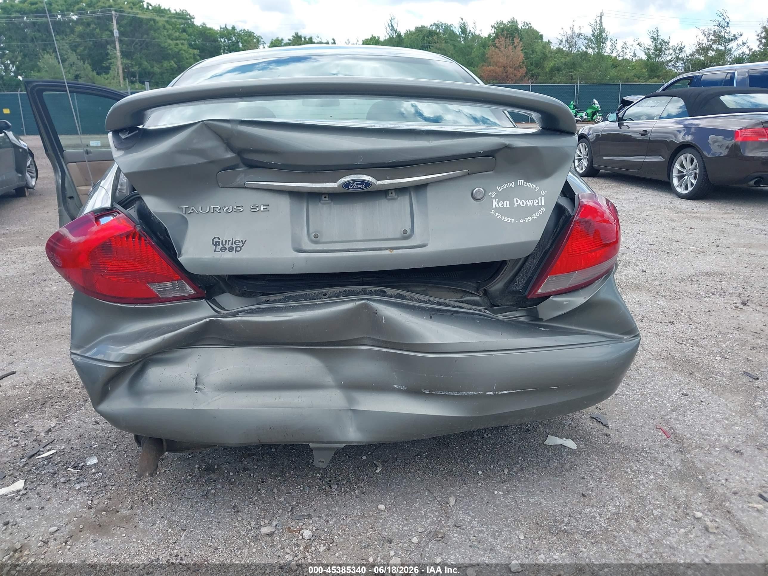 2001 Ford Taurus Se Green vin: 1FAFP53U61G106579