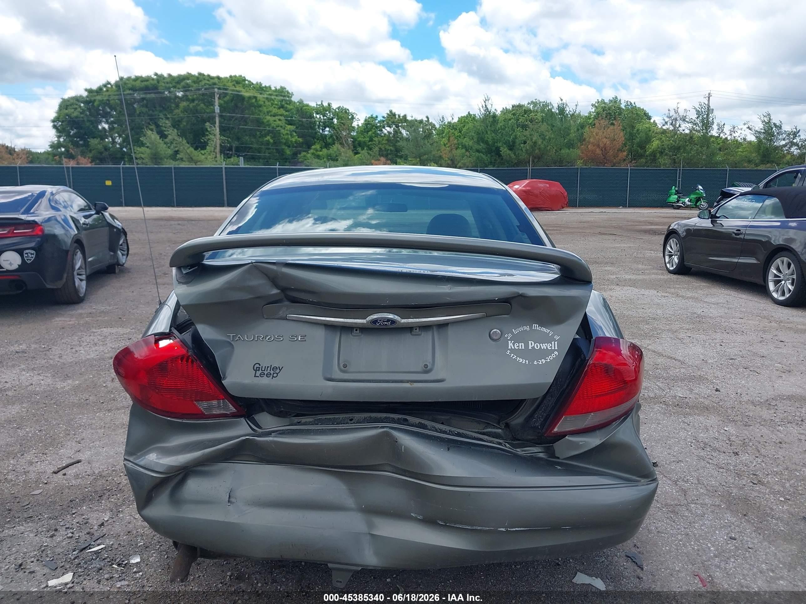 2001 Ford Taurus Se Green vin: 1FAFP53U61G106579
