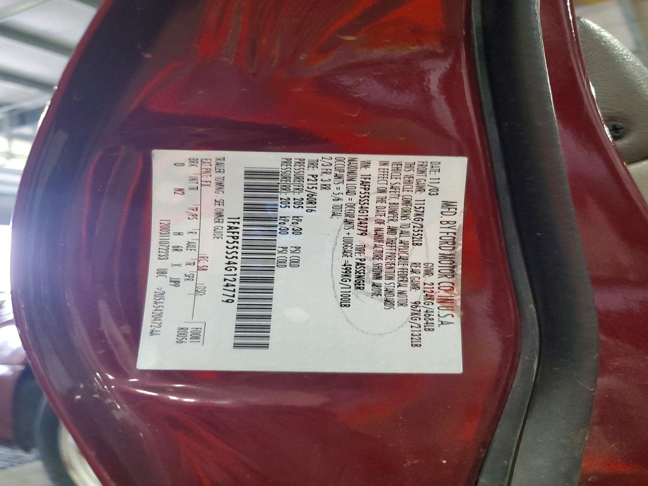 2004 Ford Taurus Ses Burgundy vin: 1FAFP55S54G124779