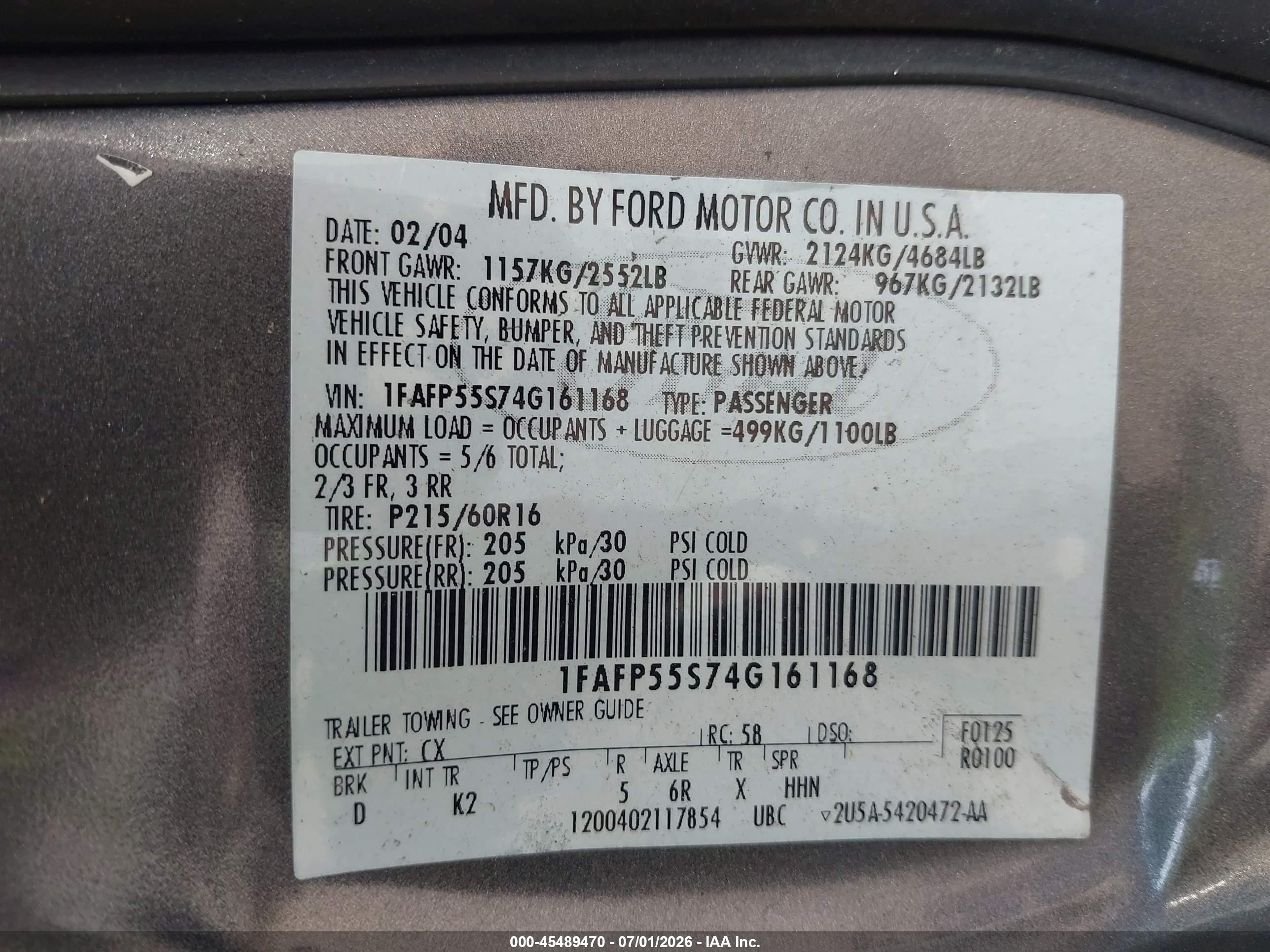 2004 Ford Taurus Ses Gray vin: 1FAFP55S74G161168