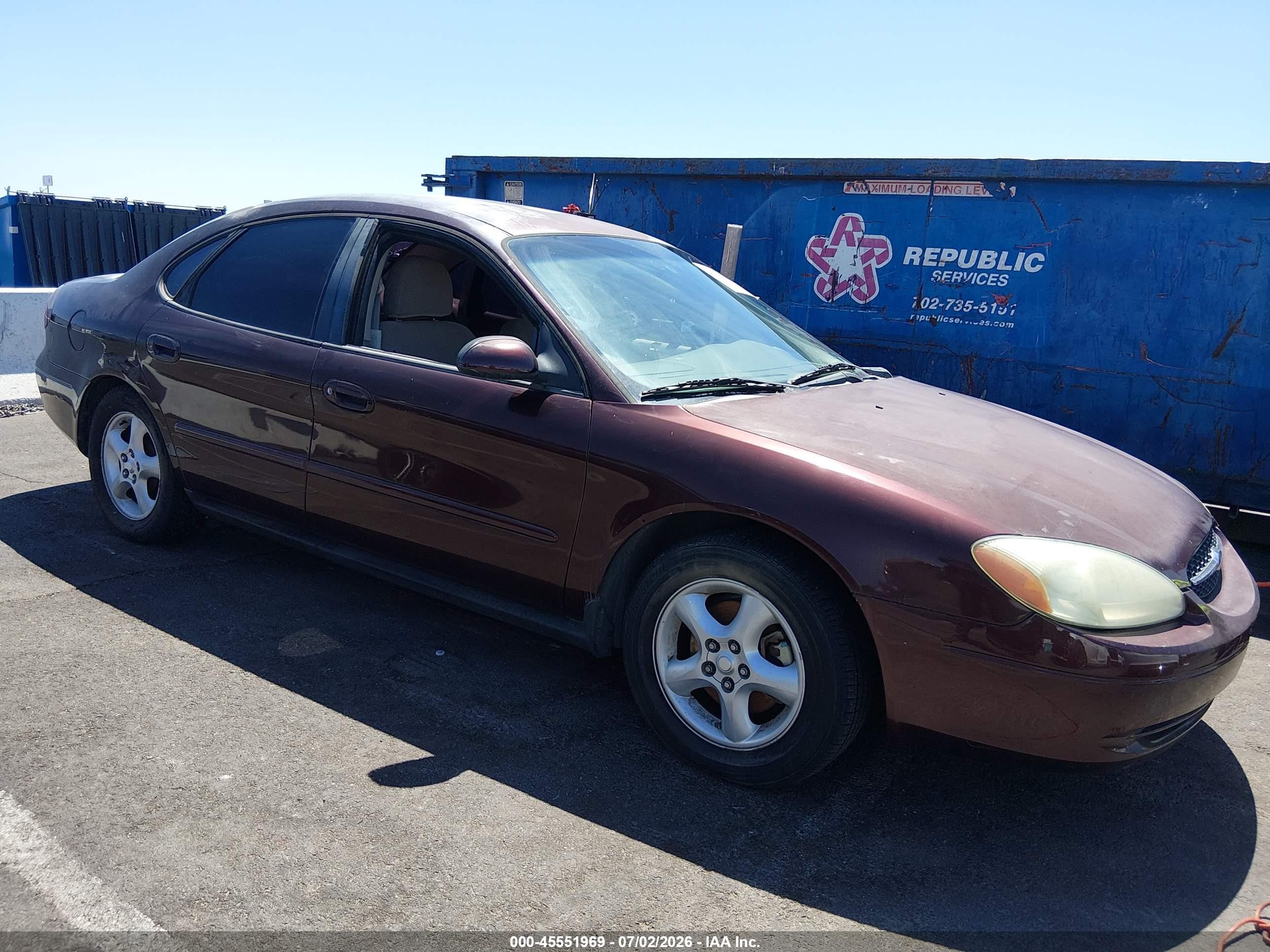 2001 Ford Taurus Ses Burgundy vin: 1FAFP55U21G267430