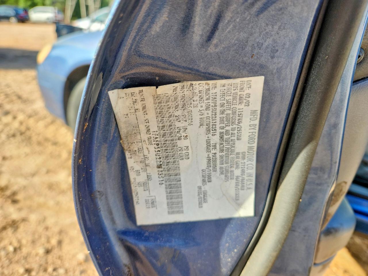 2002 Ford Taurus Ses Синий vin: 1FAFP55U22A183516