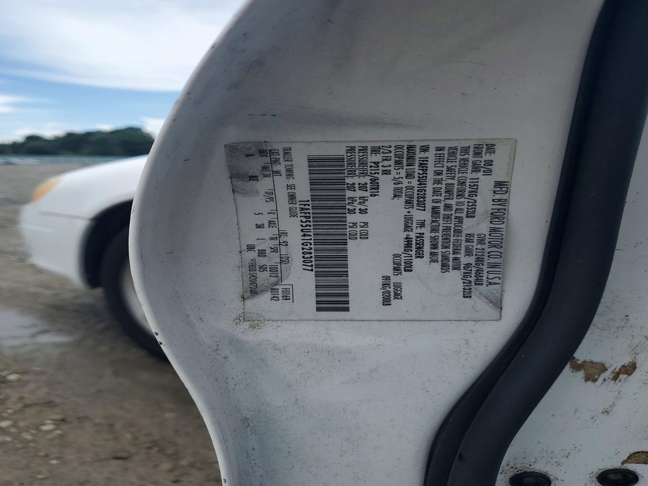 2001 Ford Taurus Ses White vin: 1FAFP55U41G283077