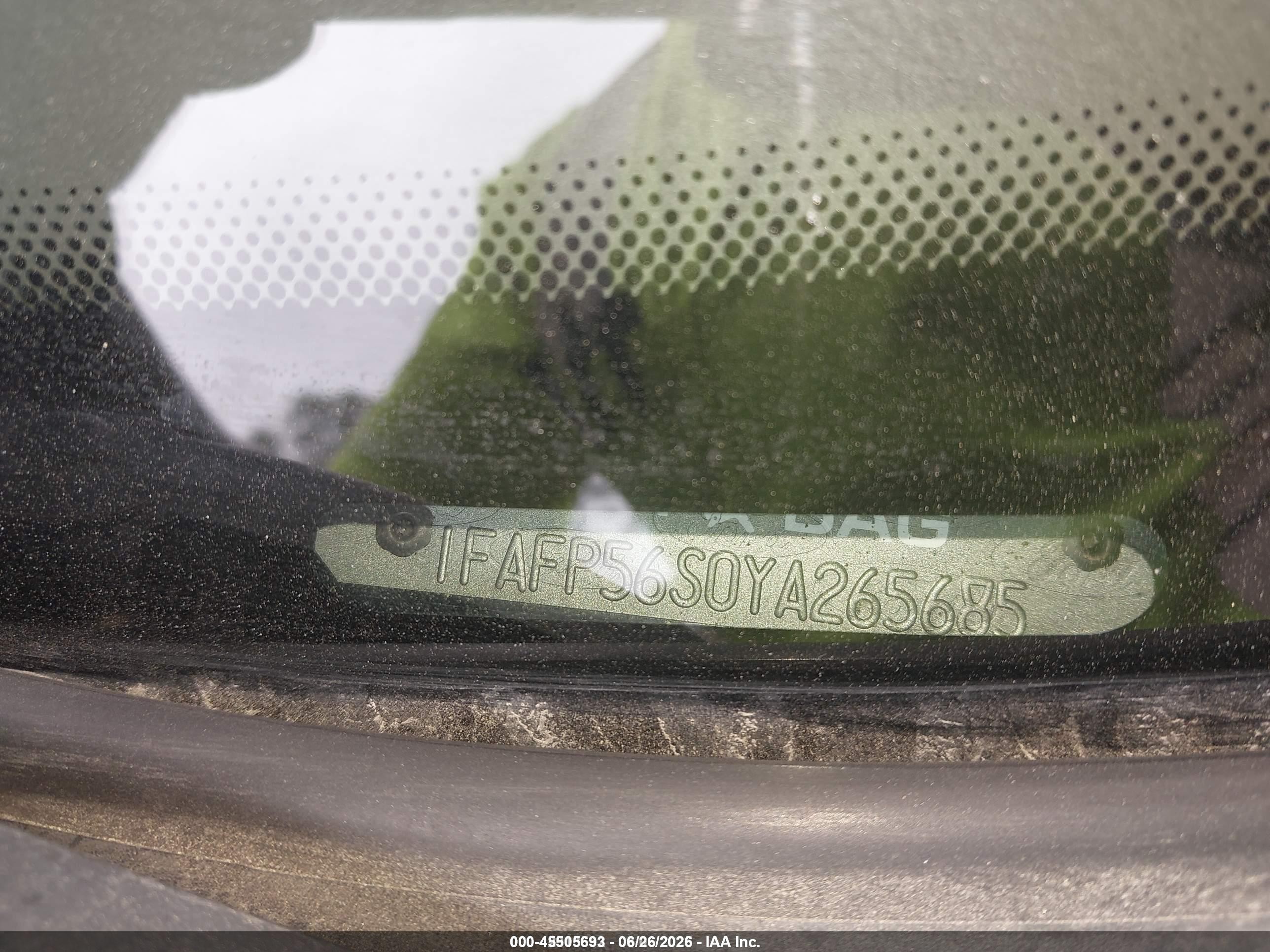 2000 Ford Taurus Sel Black vin: 1FAFP56S0YA265685
