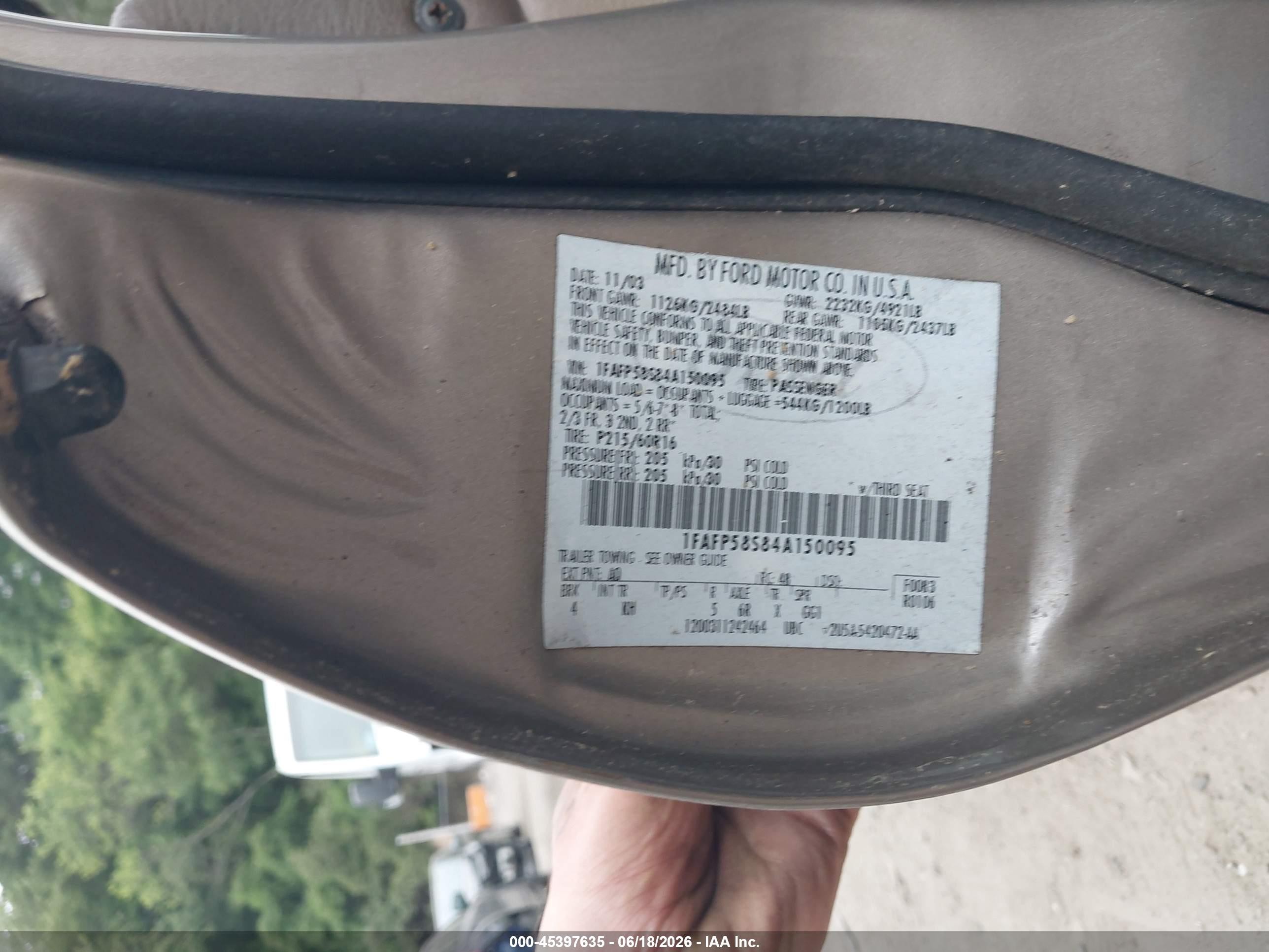 2004 Ford Taurus Se Tan vin: 1FAFP58S84A150095