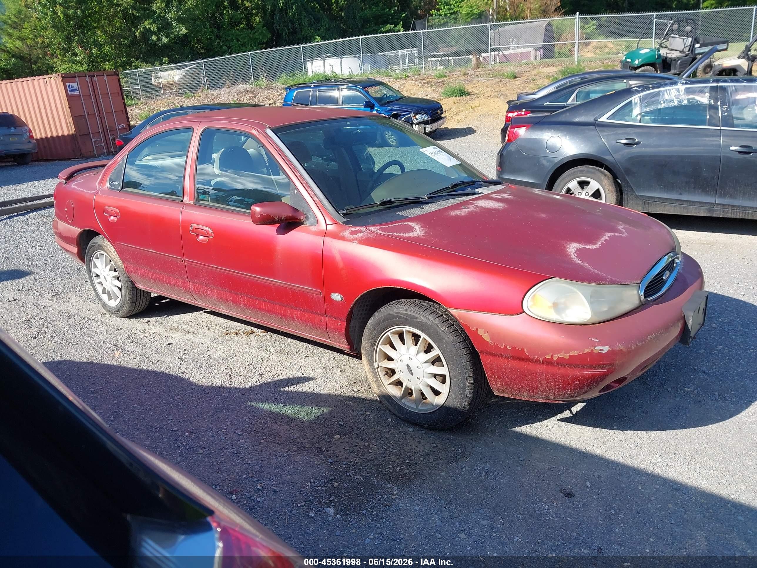 1998 Ford Contour Lx/sport/se Red vin: 1FAFP6632WK237313